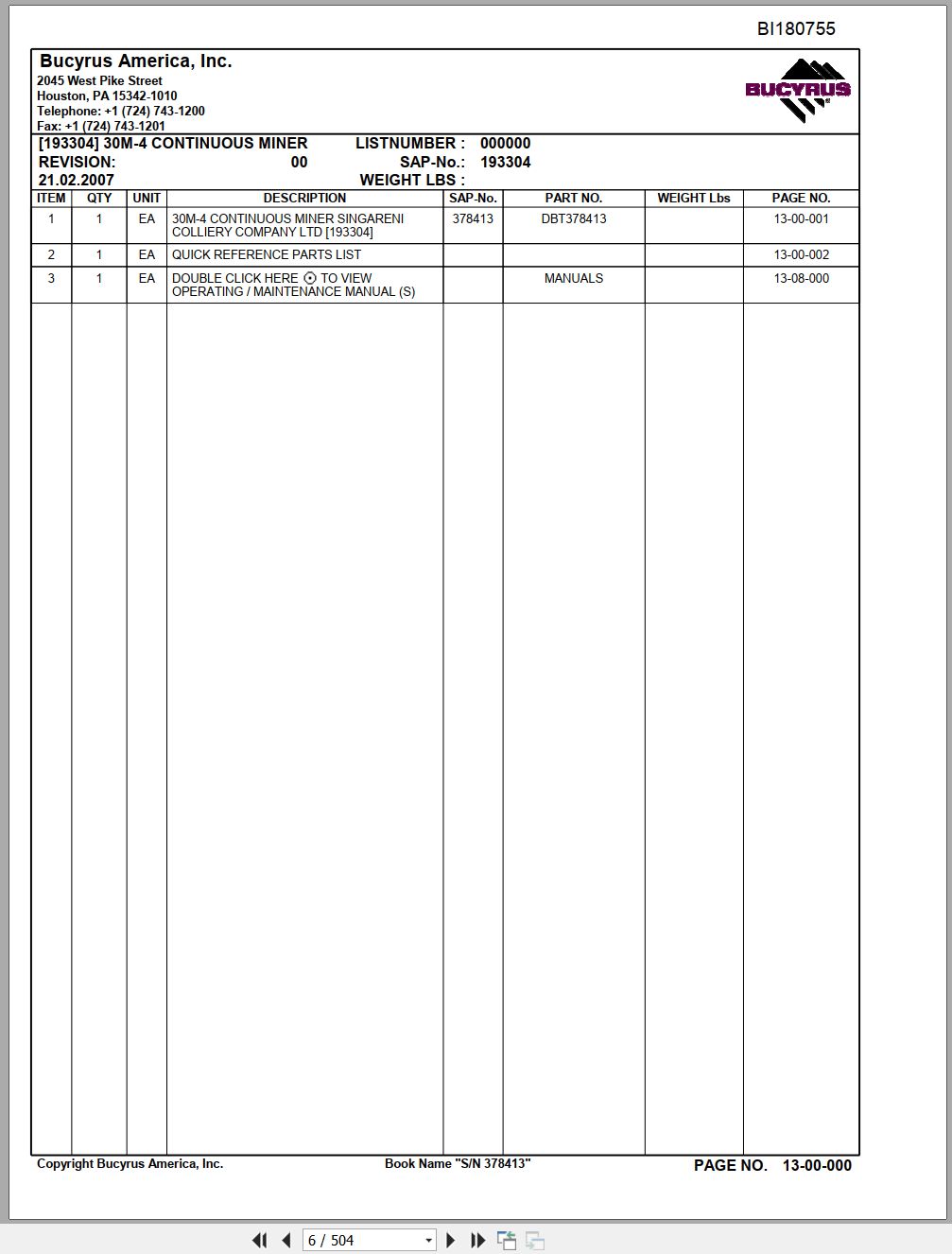 CAT Continuous Miner 30M4 Parts Manual BI180755 00 (2)