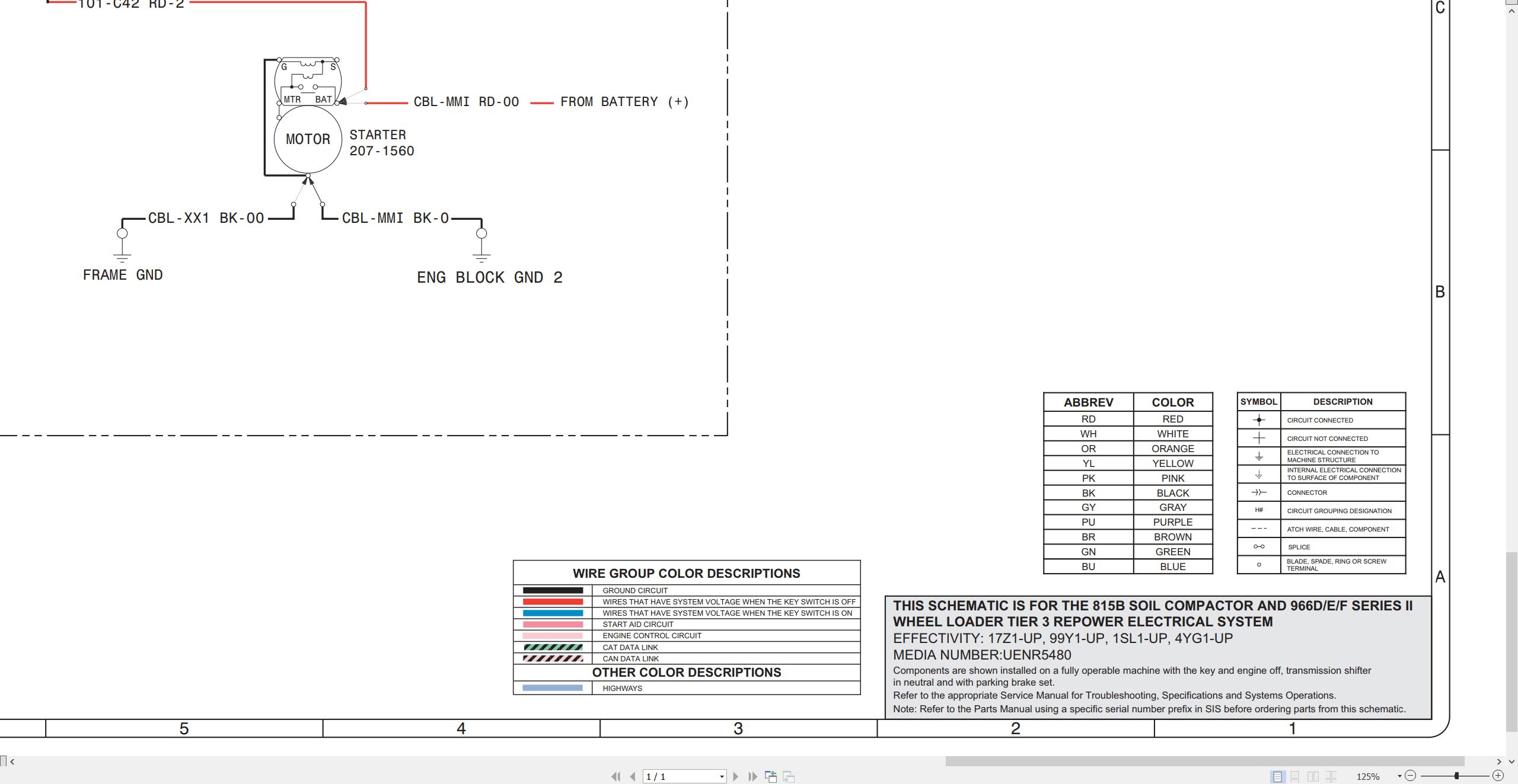 CAT Earthmoving Compactor 815B II Electrical Schematic UENR5480 00 (1)