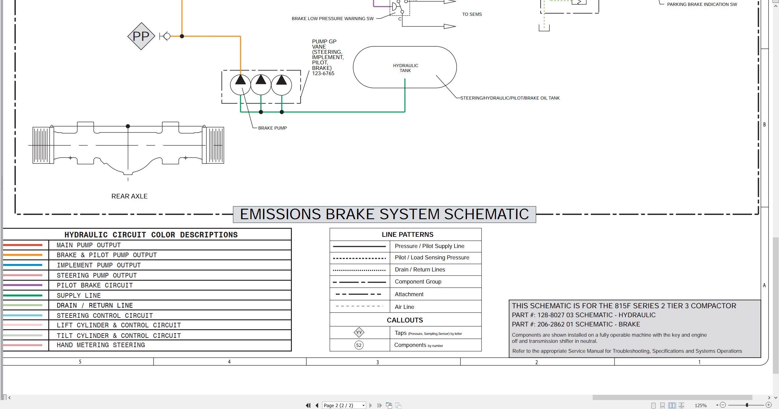 CAT Earthmoving Compactor 815F II Electrical Hydraulic Schematic (3)