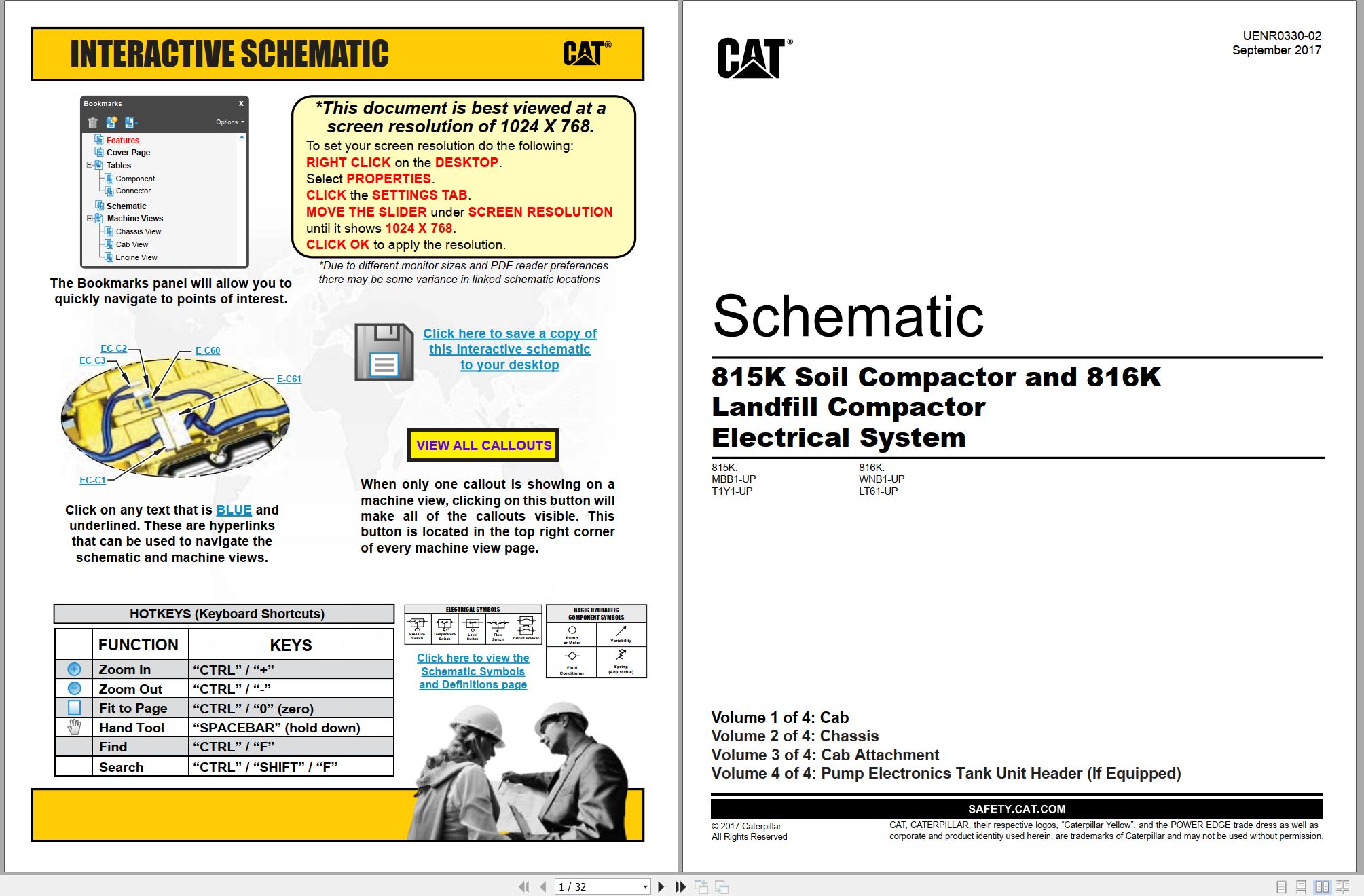 CAT Earthmoving Compactor 815K Electrical Hydraulic Schematic (1)