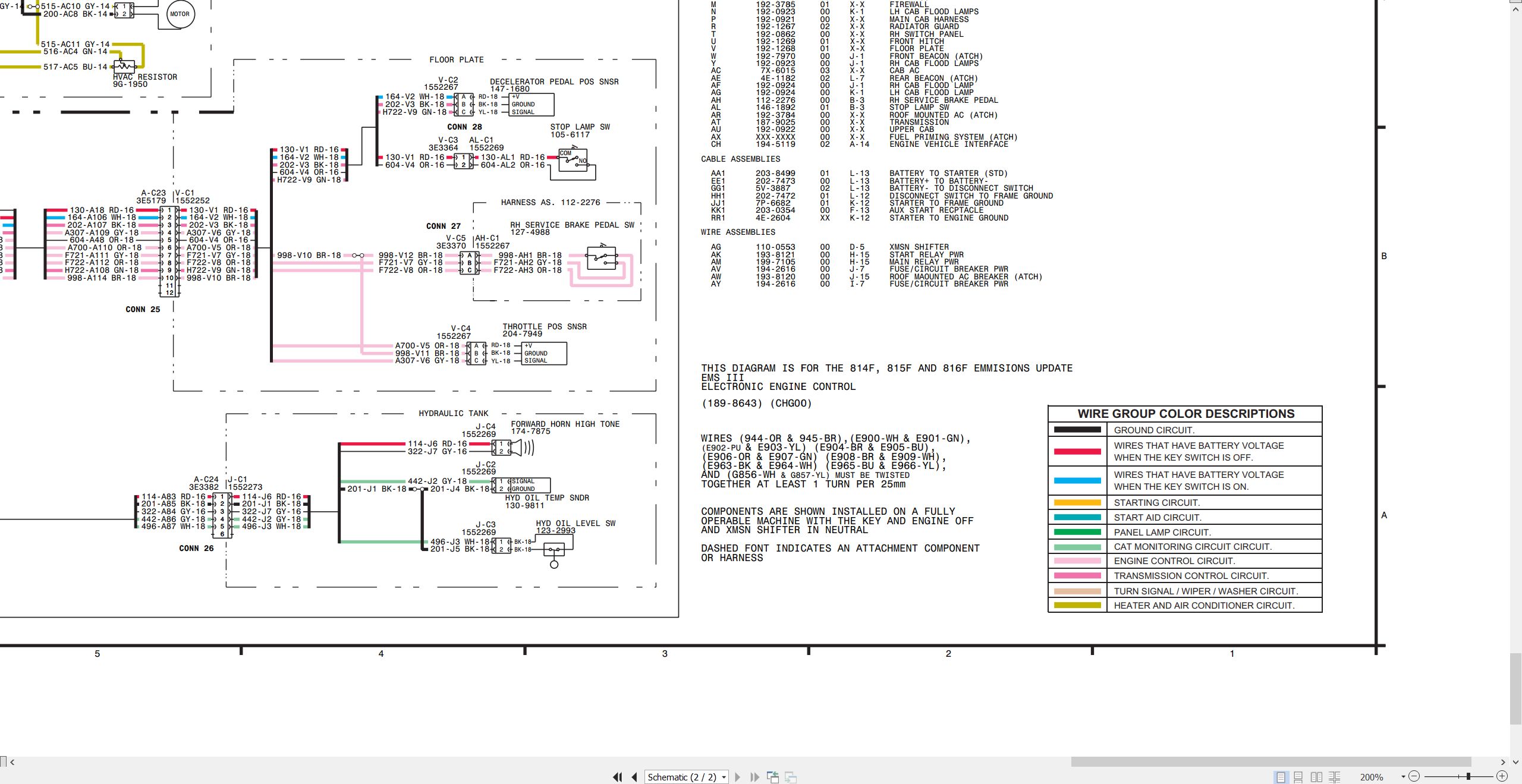 CAT Earthmoving Compactor 816F Electrical Hydraulic Schematic (2)