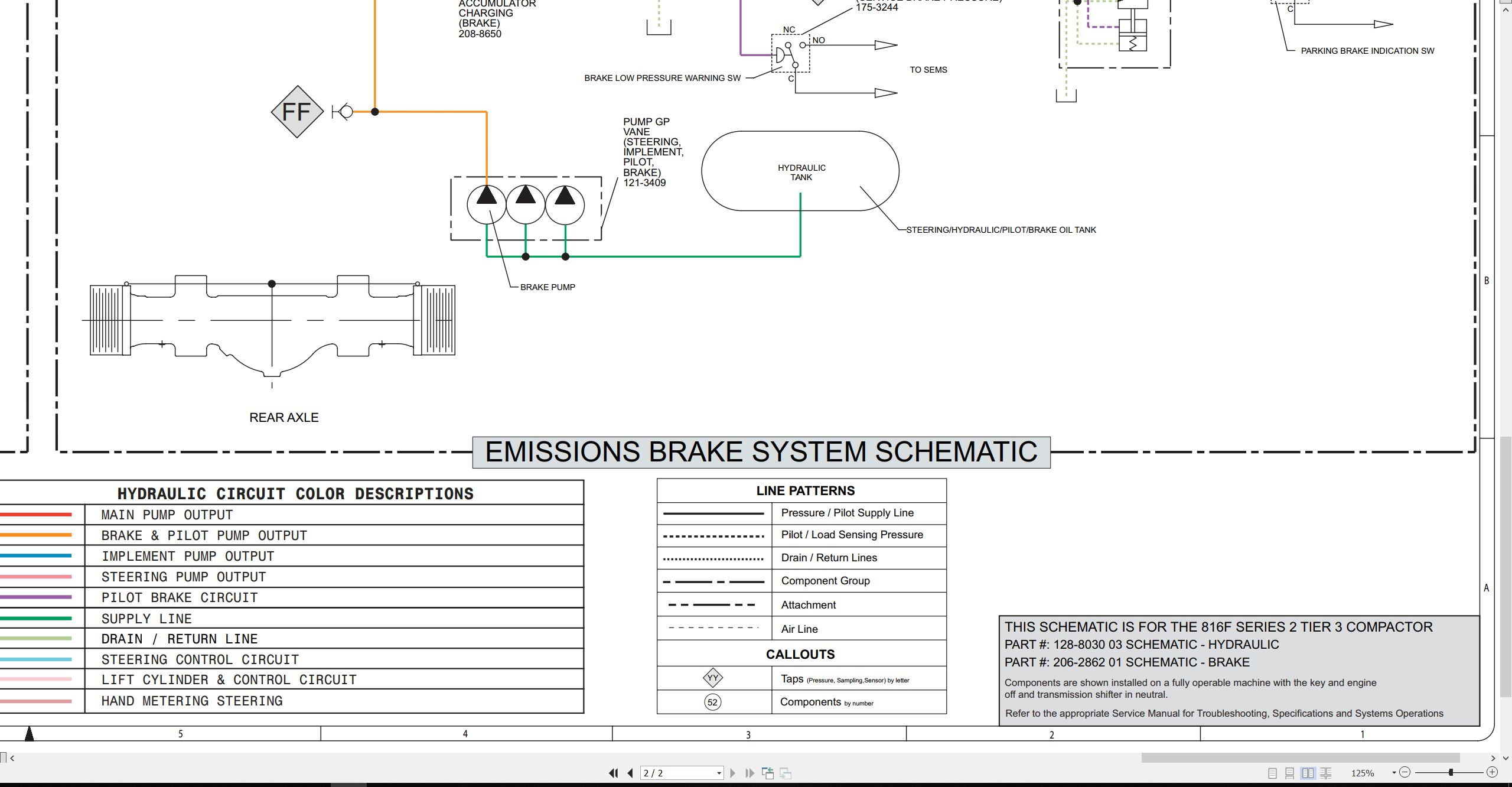 CAT Earthmoving Compactor 816F II Electrical Hydraulic Schematic (3)