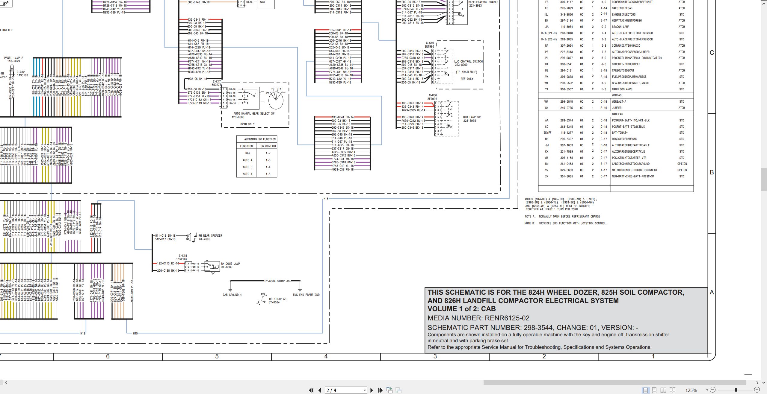 CAT Earthmoving Compactor 825H Electrical Hydraulic Schematic (2)