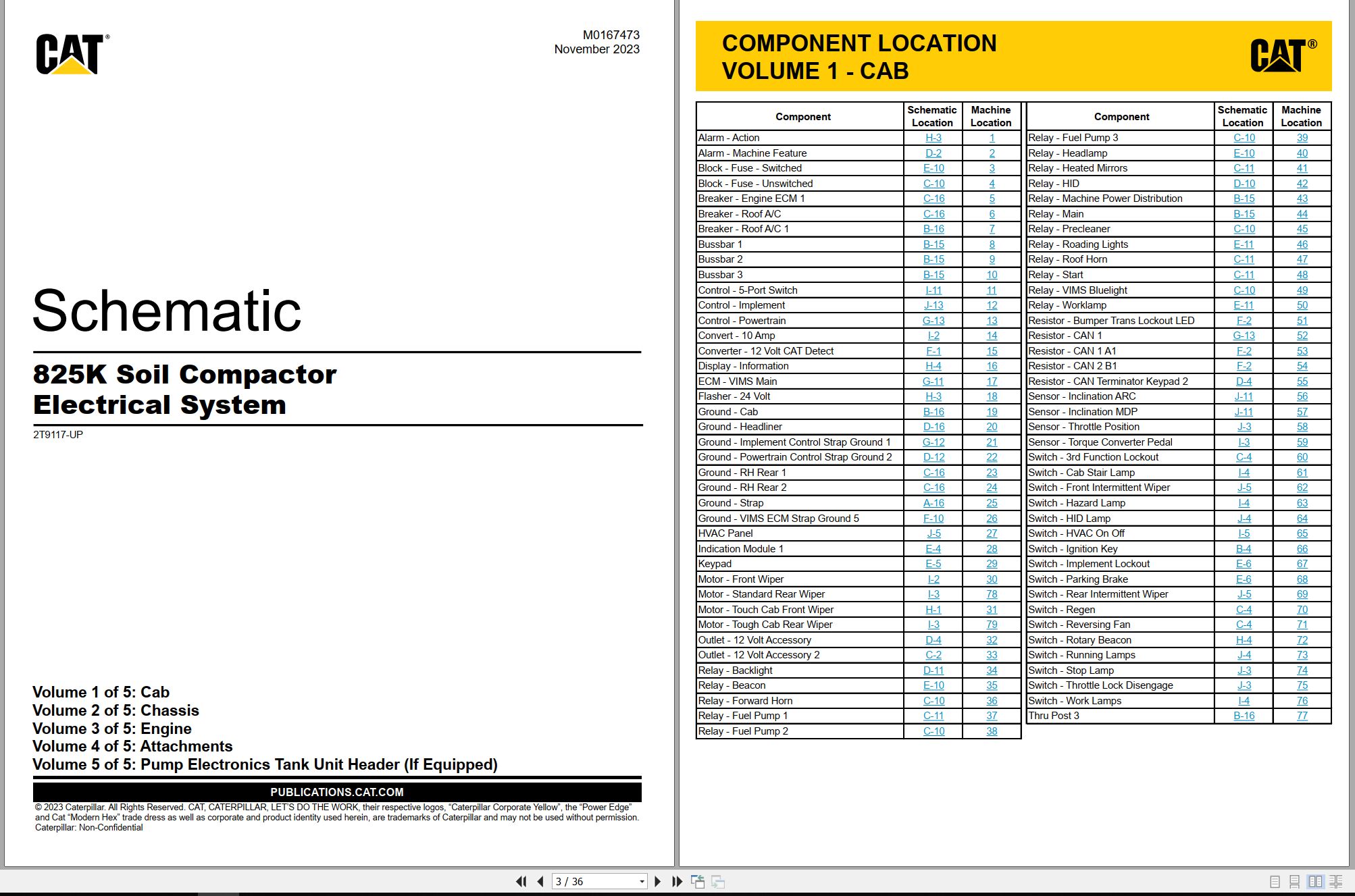 CAT Earthmoving Compactor 825K Electrical Hydraulic Schematic (1)
