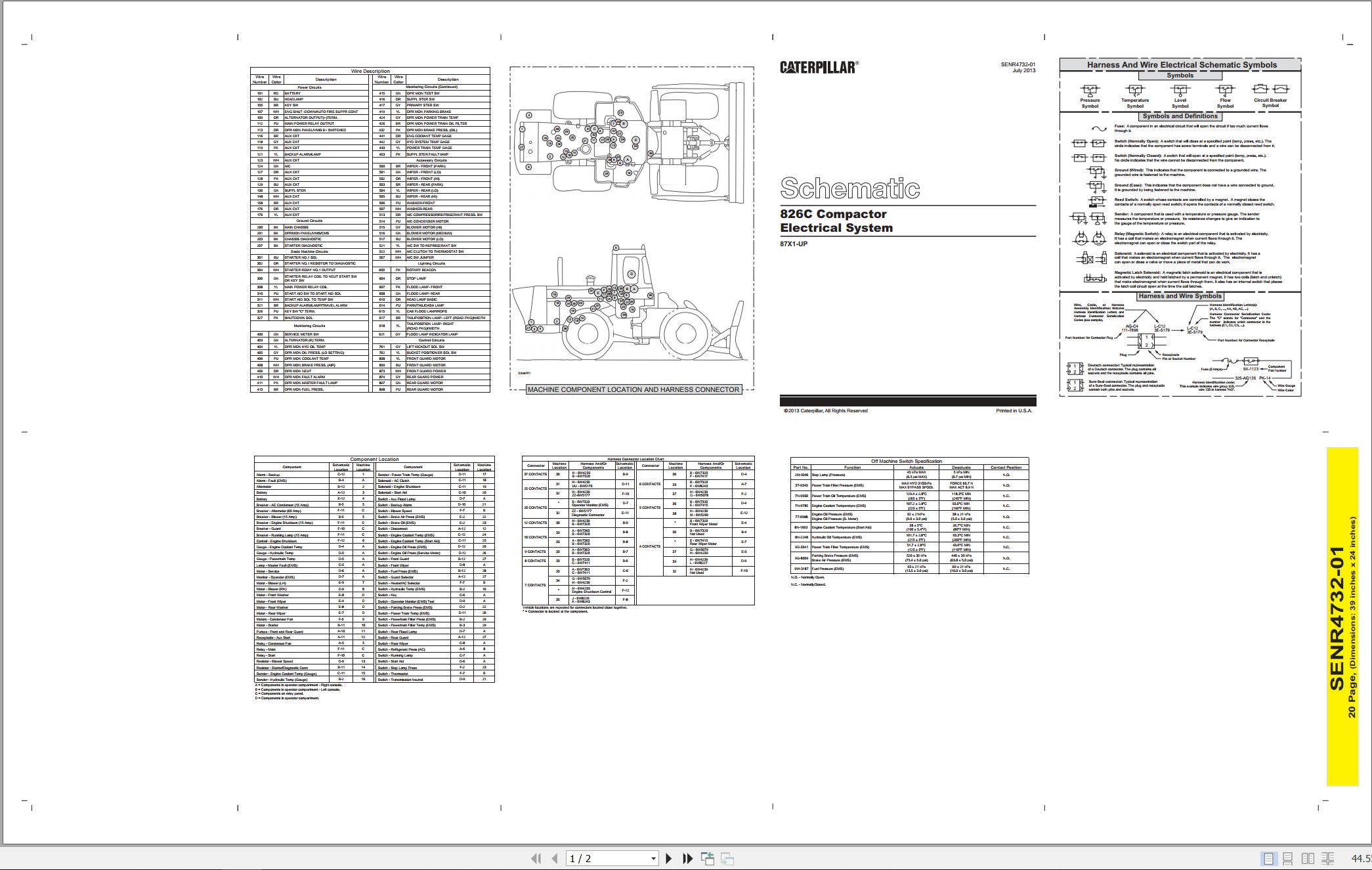 CAT Earthmoving Compactor 826C Electrical Schematic SENR4732 01 2013 (1)