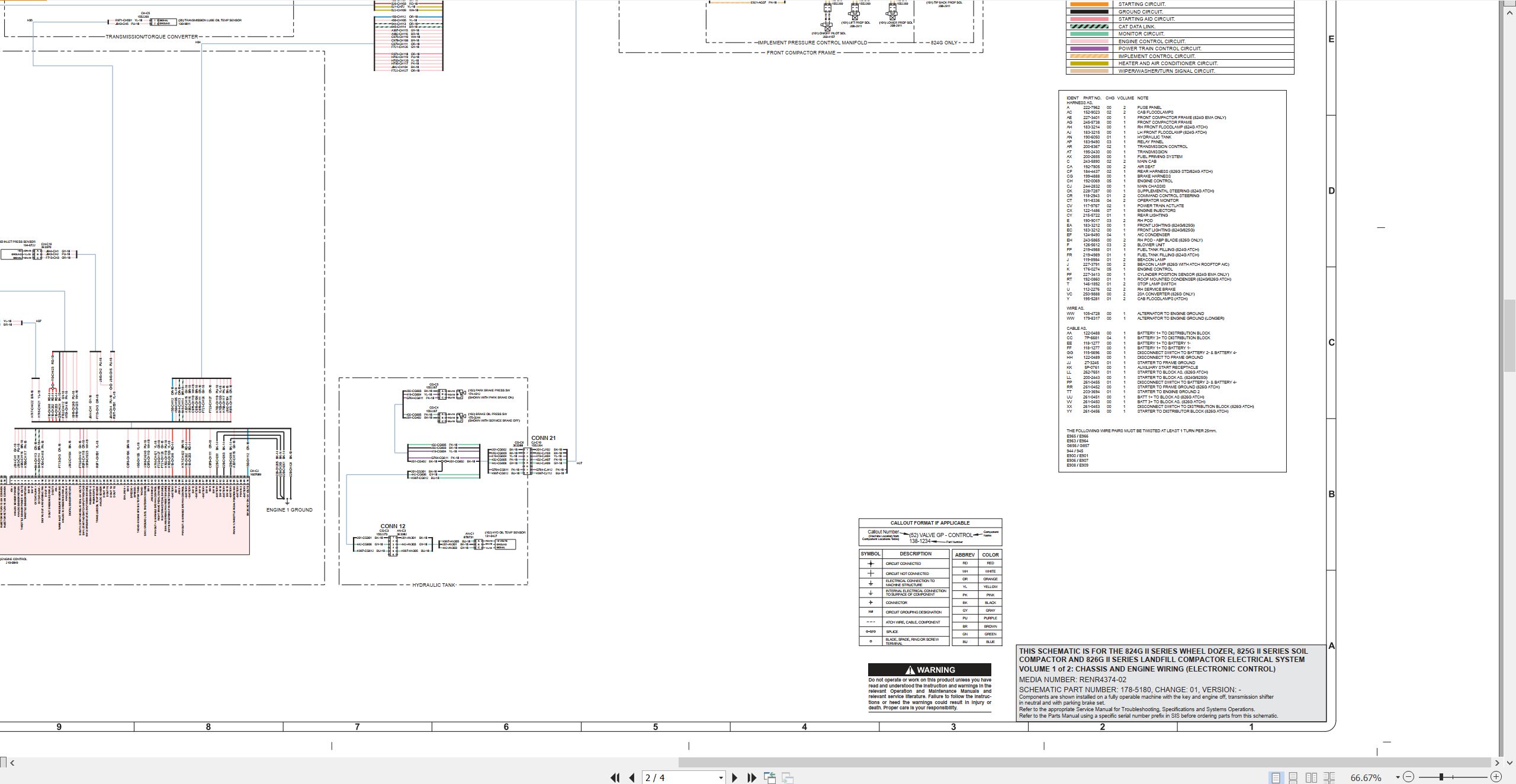 CAT Earthmoving Compactor 826G II Electrical Hydraulic Schematic (2)