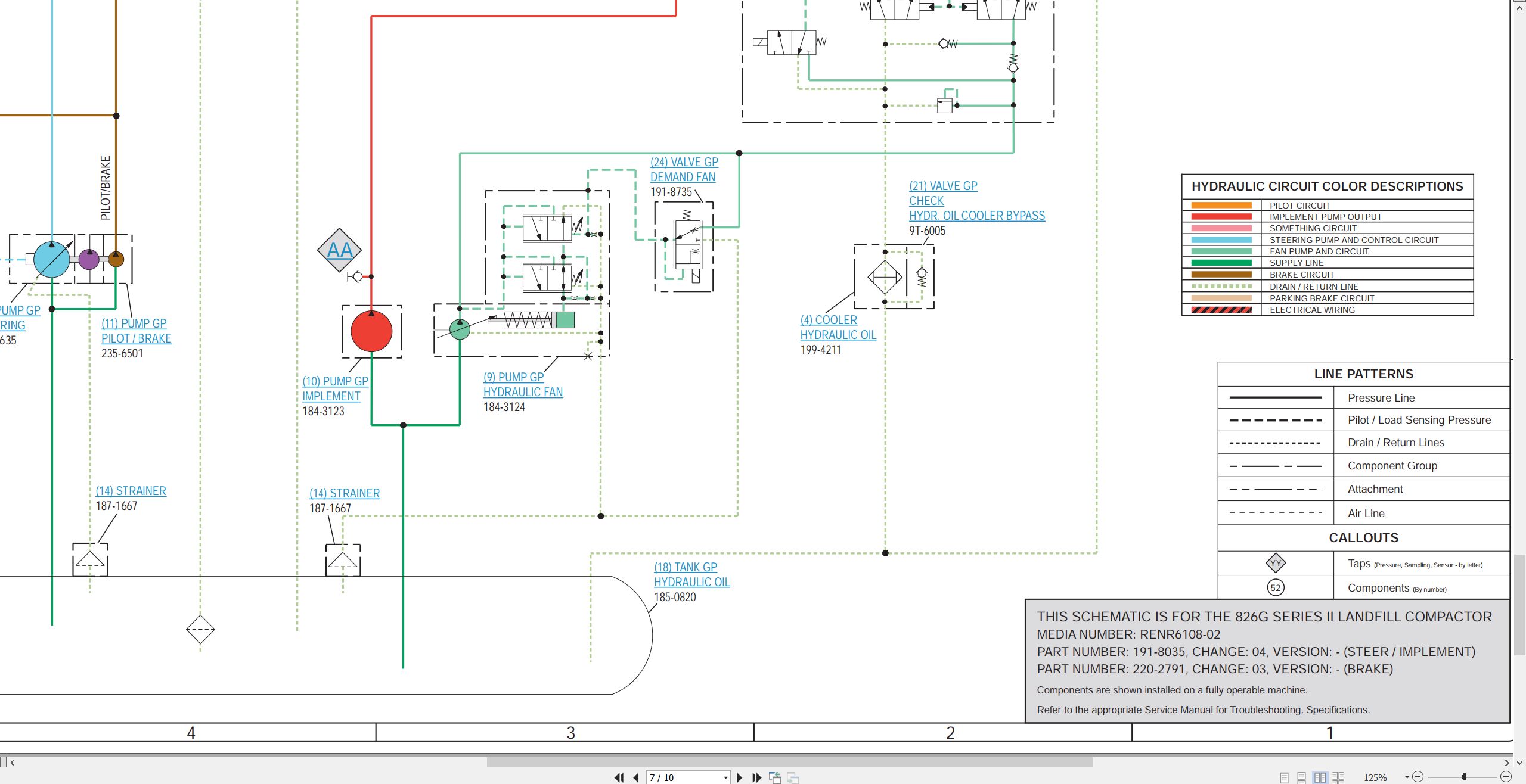 CAT Earthmoving Compactor 826G II Electrical Hydraulic Schematic (3)