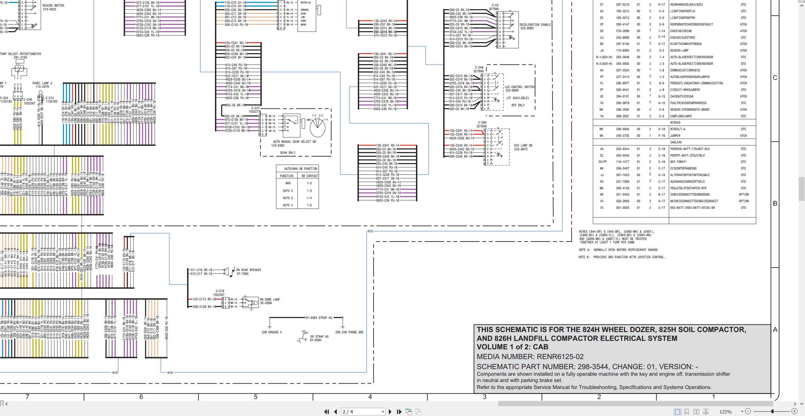 CAT Earthmoving Compactor 826H Electrical Hydraulic Schematic (2)