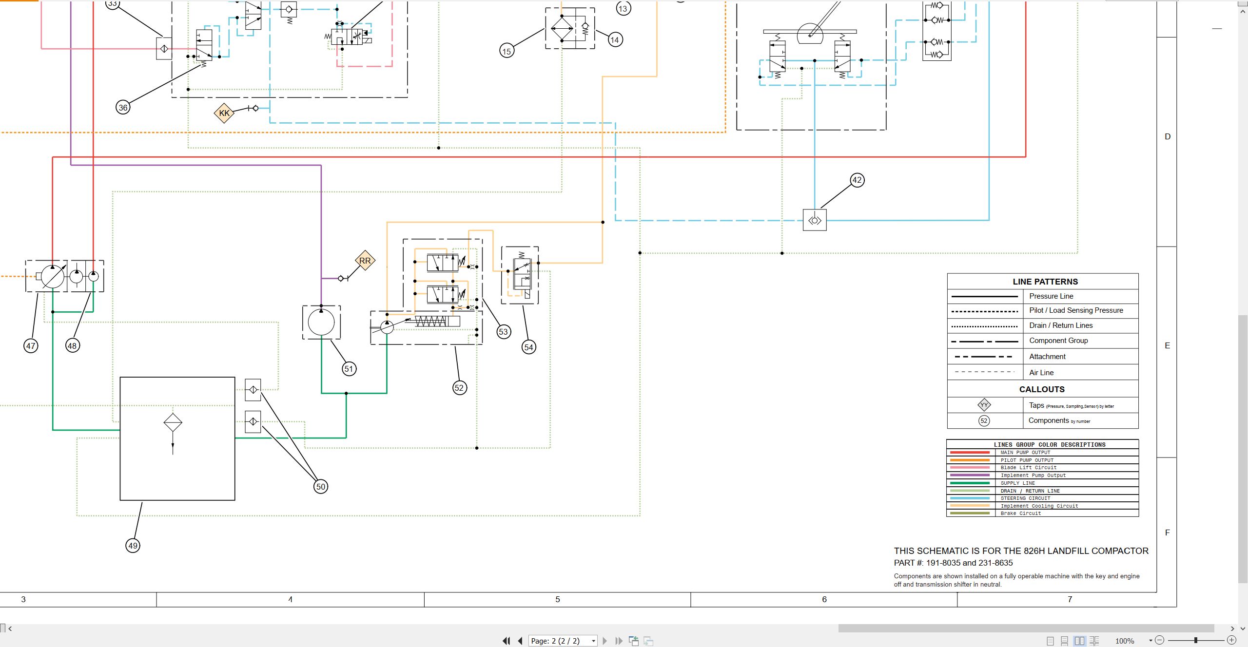CAT Earthmoving Compactor 826H Electrical Hydraulic Schematic (3)