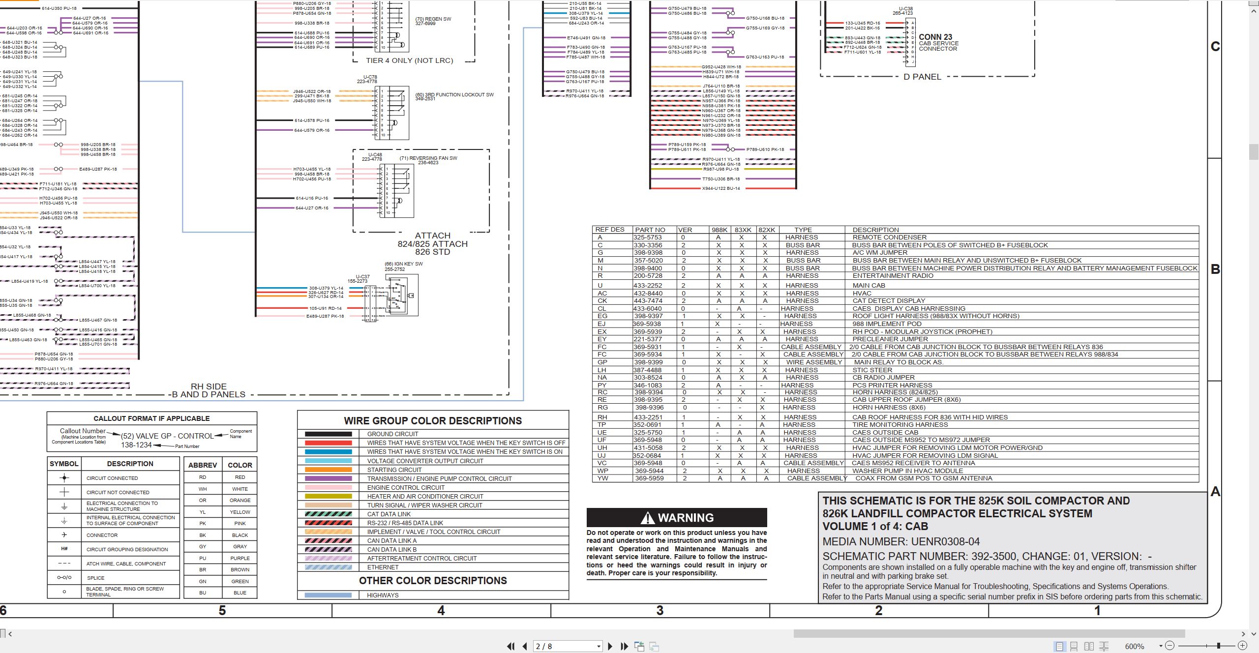 CAT Earthmoving Compactor 826K Electrical Hydraulic Schematic (2)