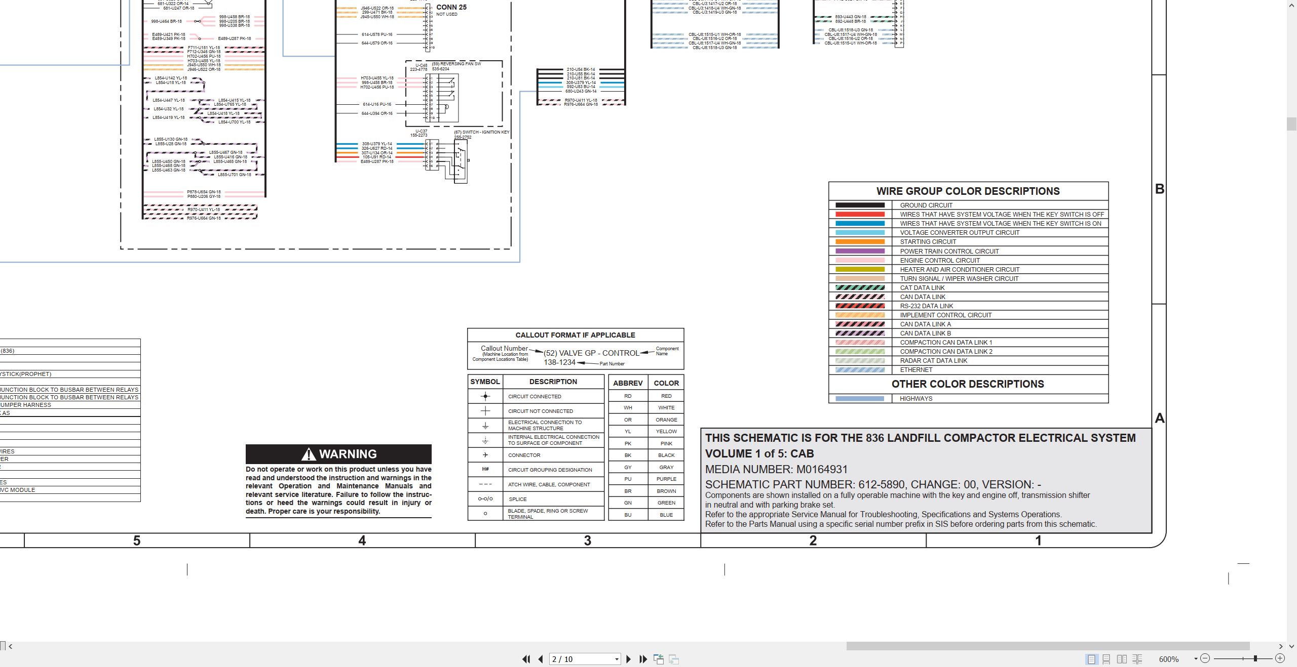 CAT Earthmoving Compactor 836 Electrical Hydraulic Power Train Schematic (2)