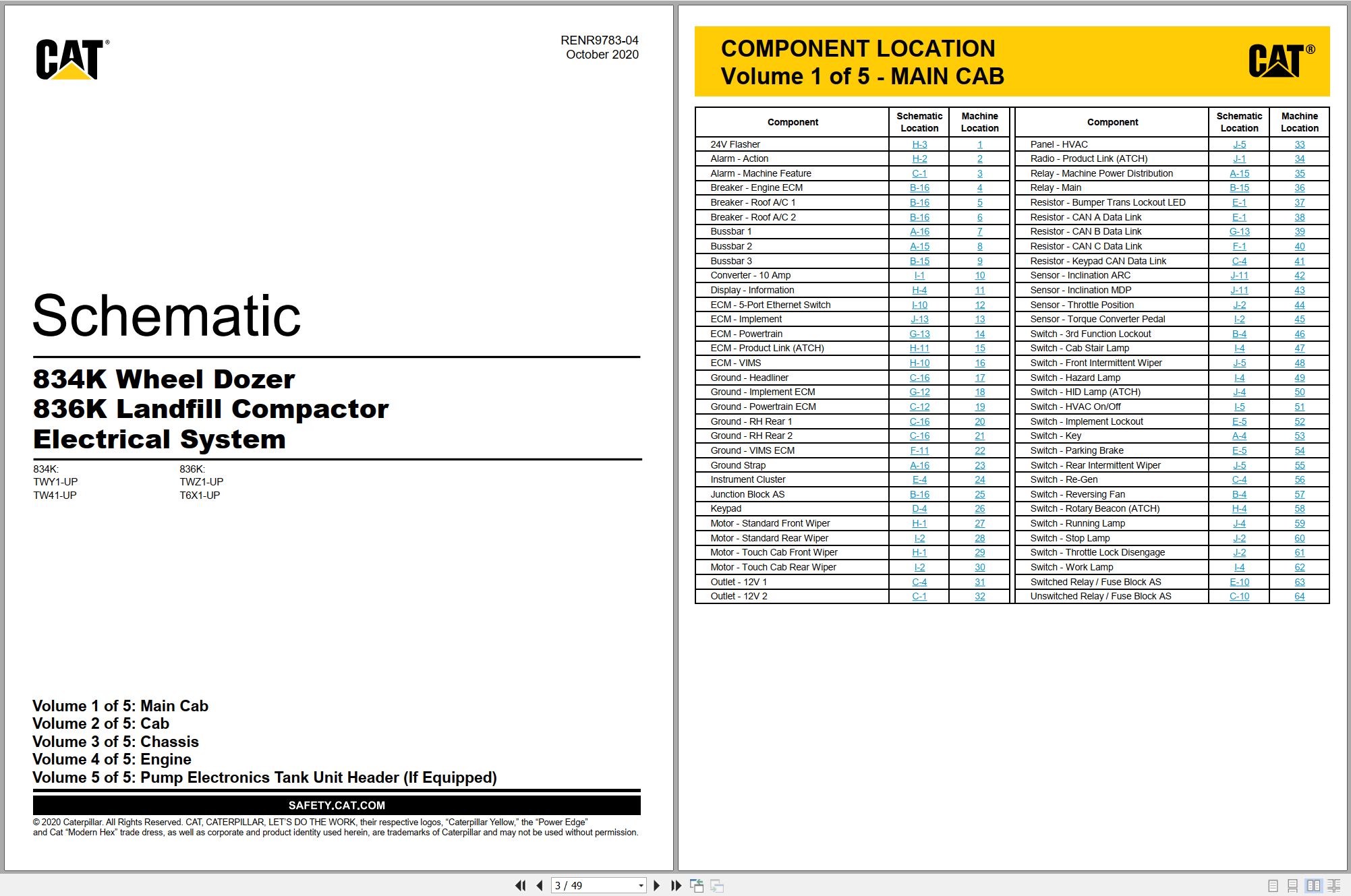CAT Earthmoving Compactor 836K Electrical Hydraulic Power Train Schematic (1)