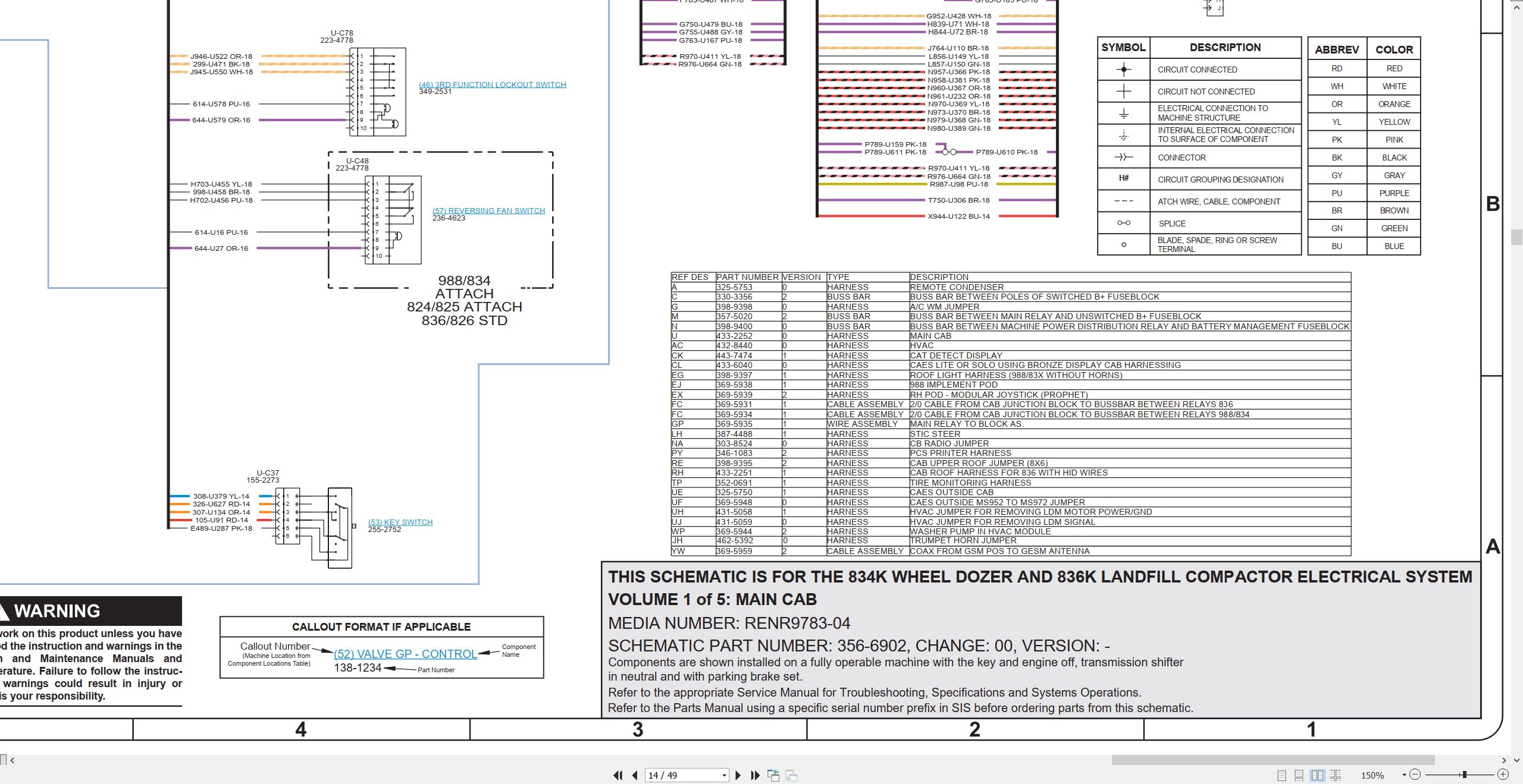 CAT Earthmoving Compactor 836K Electrical Hydraulic Power Train Schematic (2)
