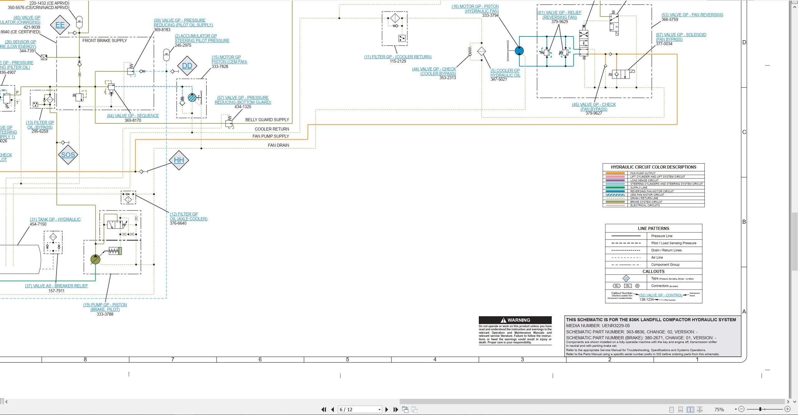 CAT Earthmoving Compactor 836K Electrical Hydraulic Power Train Schematic (3)