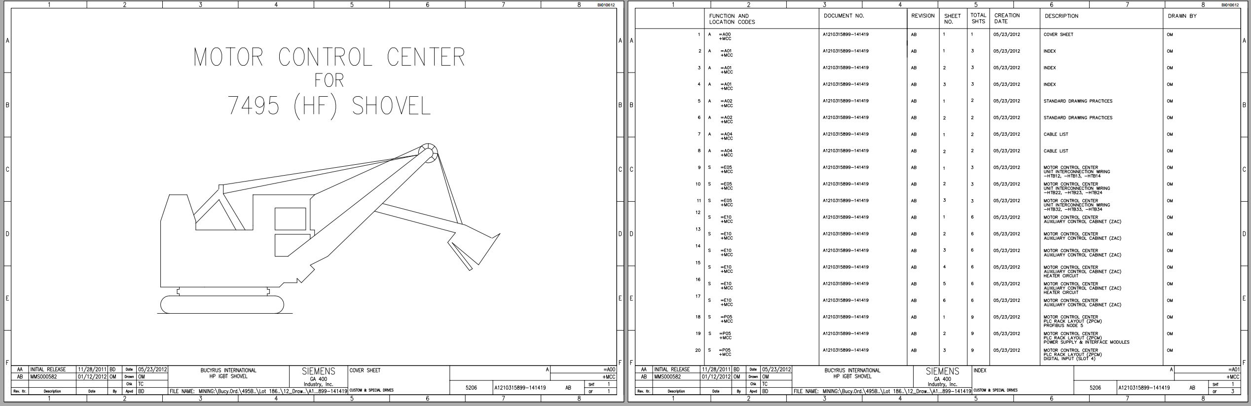 CAT Electric Rope Shovel 7495HR2 Electrical Schematic BI010612 00 (1)