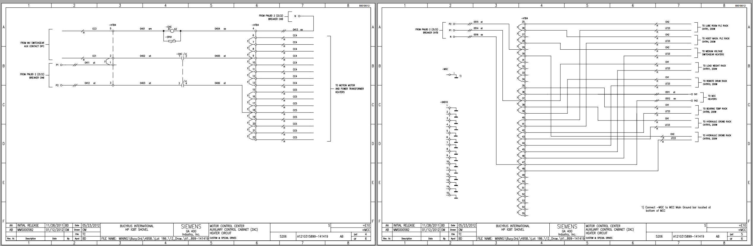 CAT Electric Rope Shovel 7495HR2 Electrical Schematic BI010612 00 (2)