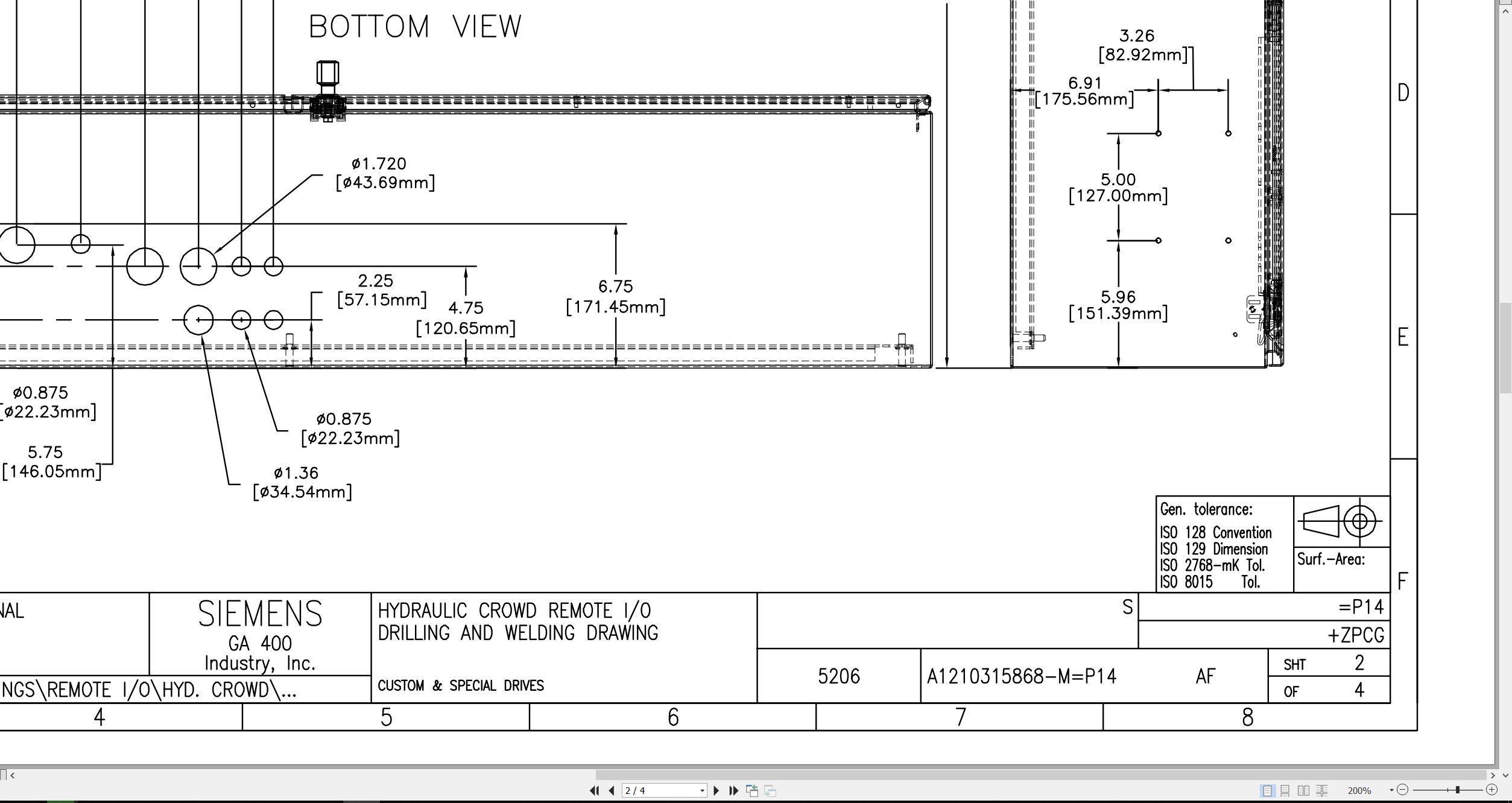 CAT Electric Rope Shovel GA 400 Drilling Welding Drawing BI624250 00 (2)