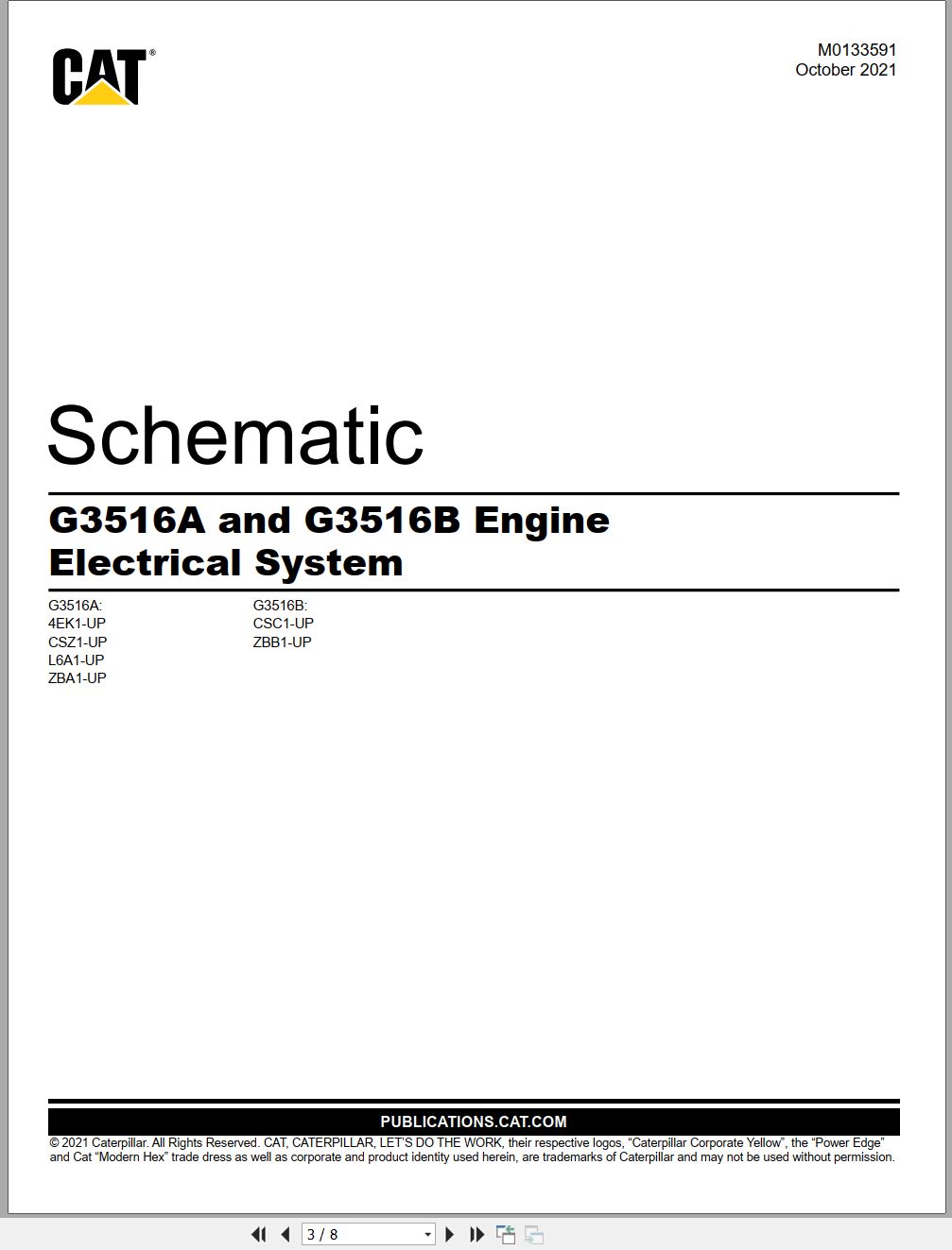 CAT Engine G3516A G3516B Electrical Schematic M0133591 00 2021 (1)