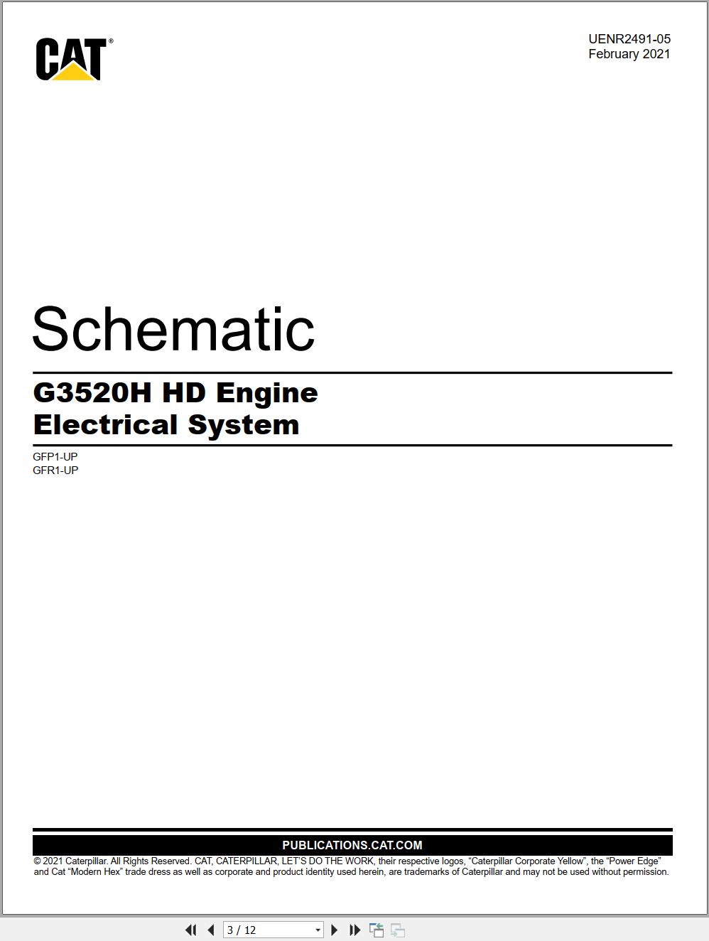CAT Engine G3520H HD Electrical Schematic UENR2491 05 2021 (1)