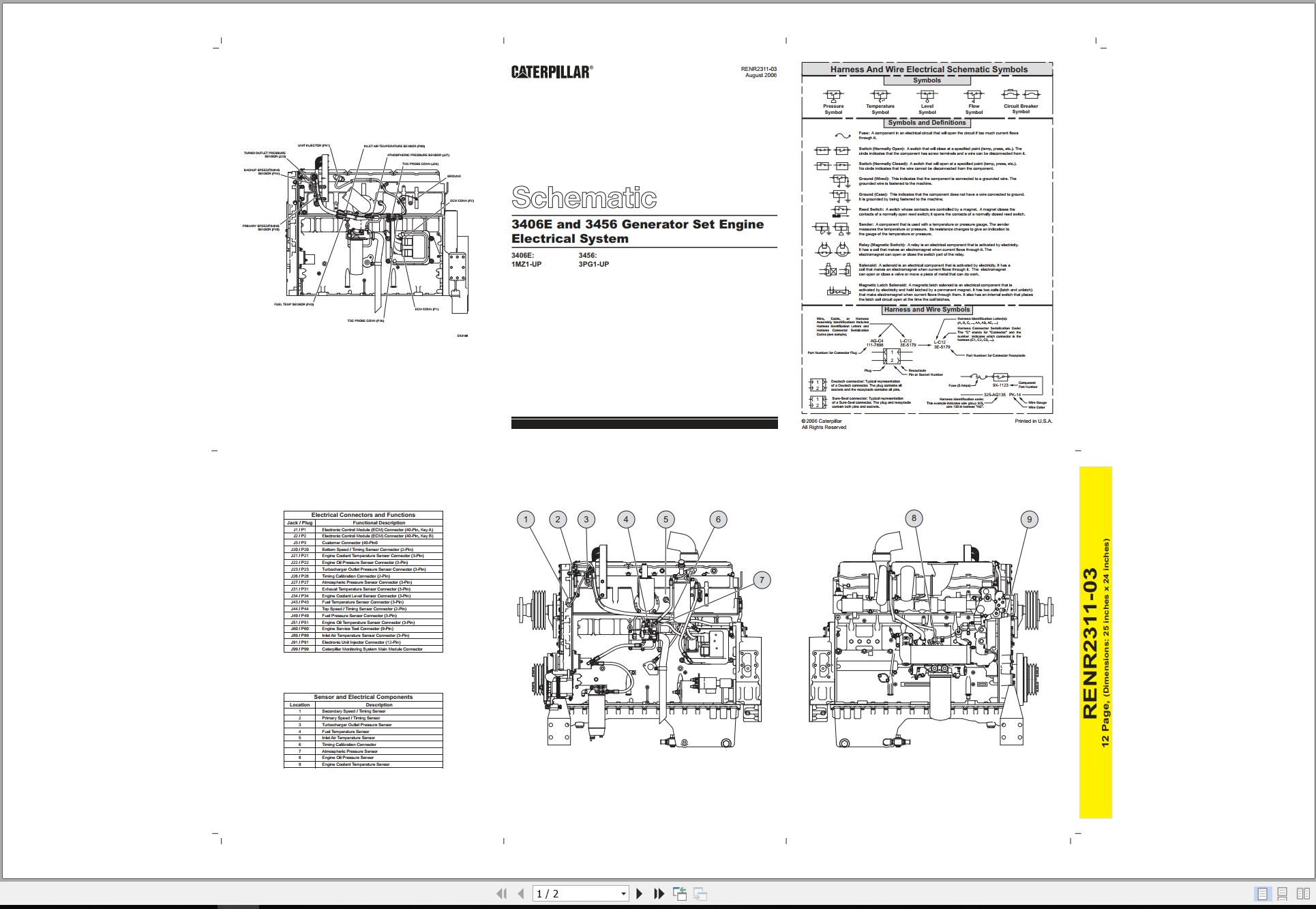 CAT Engine Generator Set 3456 Electrical Schematic (1)
