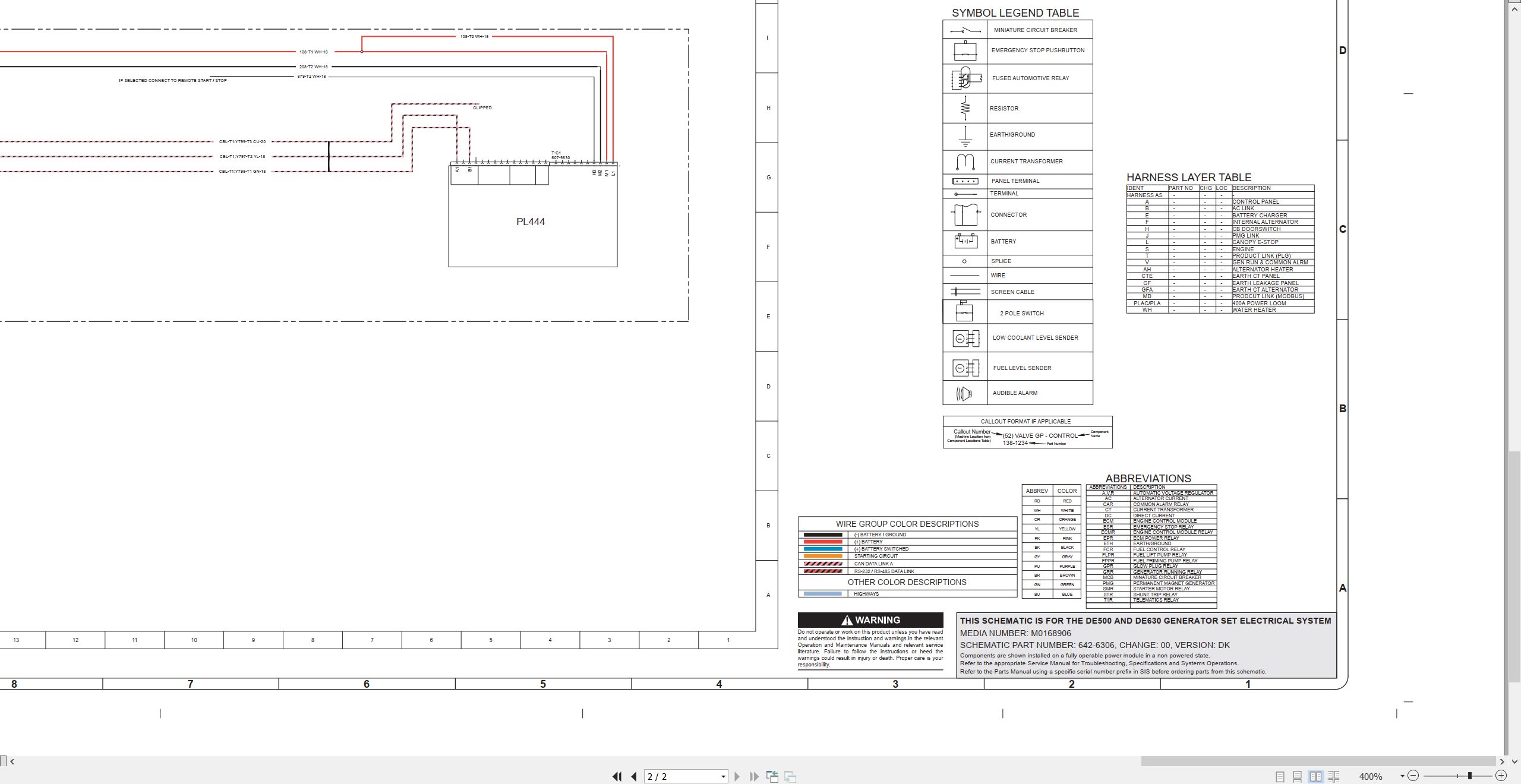 CAT Engine Generator Set DE500 Electrical Schematic (2)