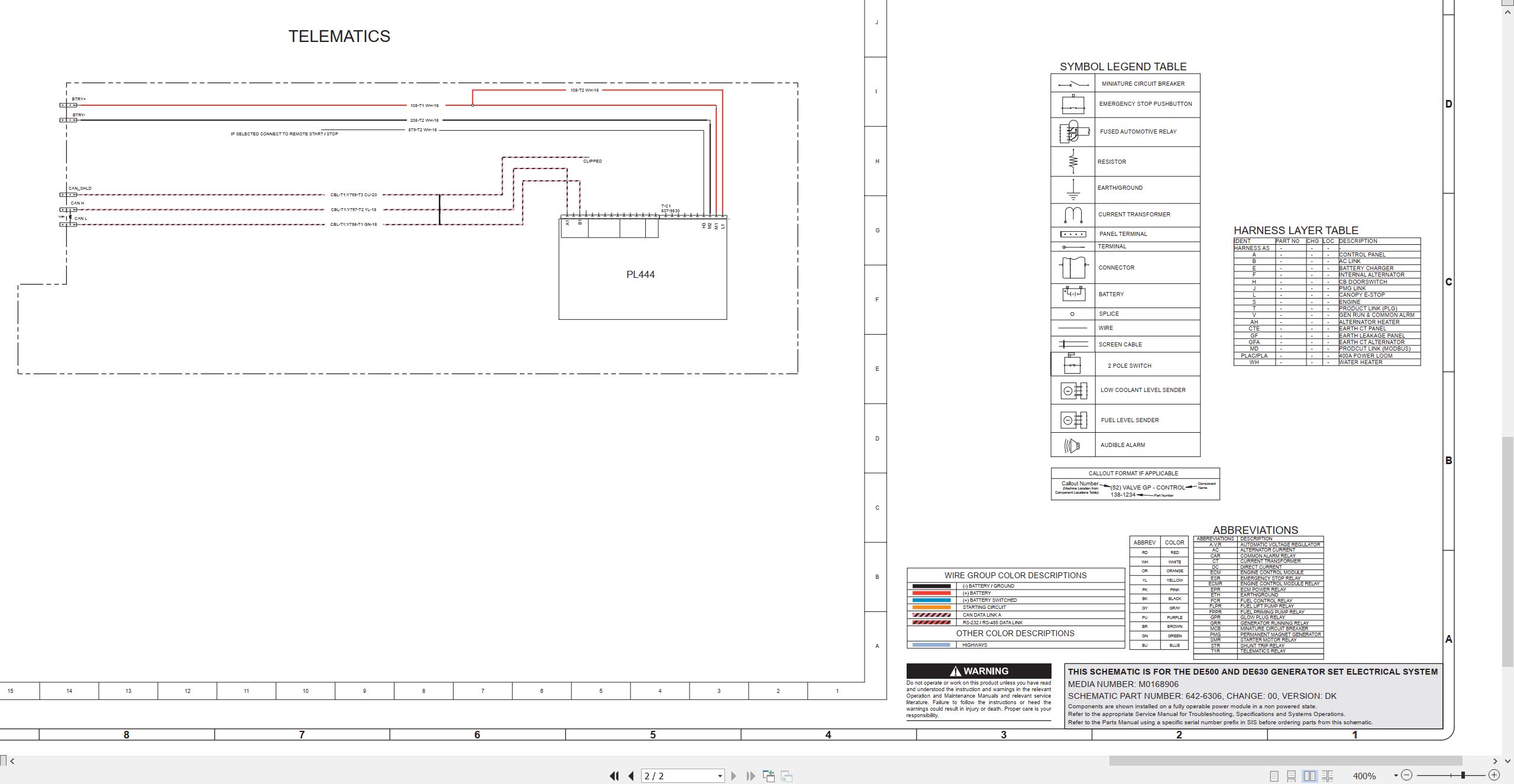 CAT Engine Generator Set DE630 Electrical Schematic (2)