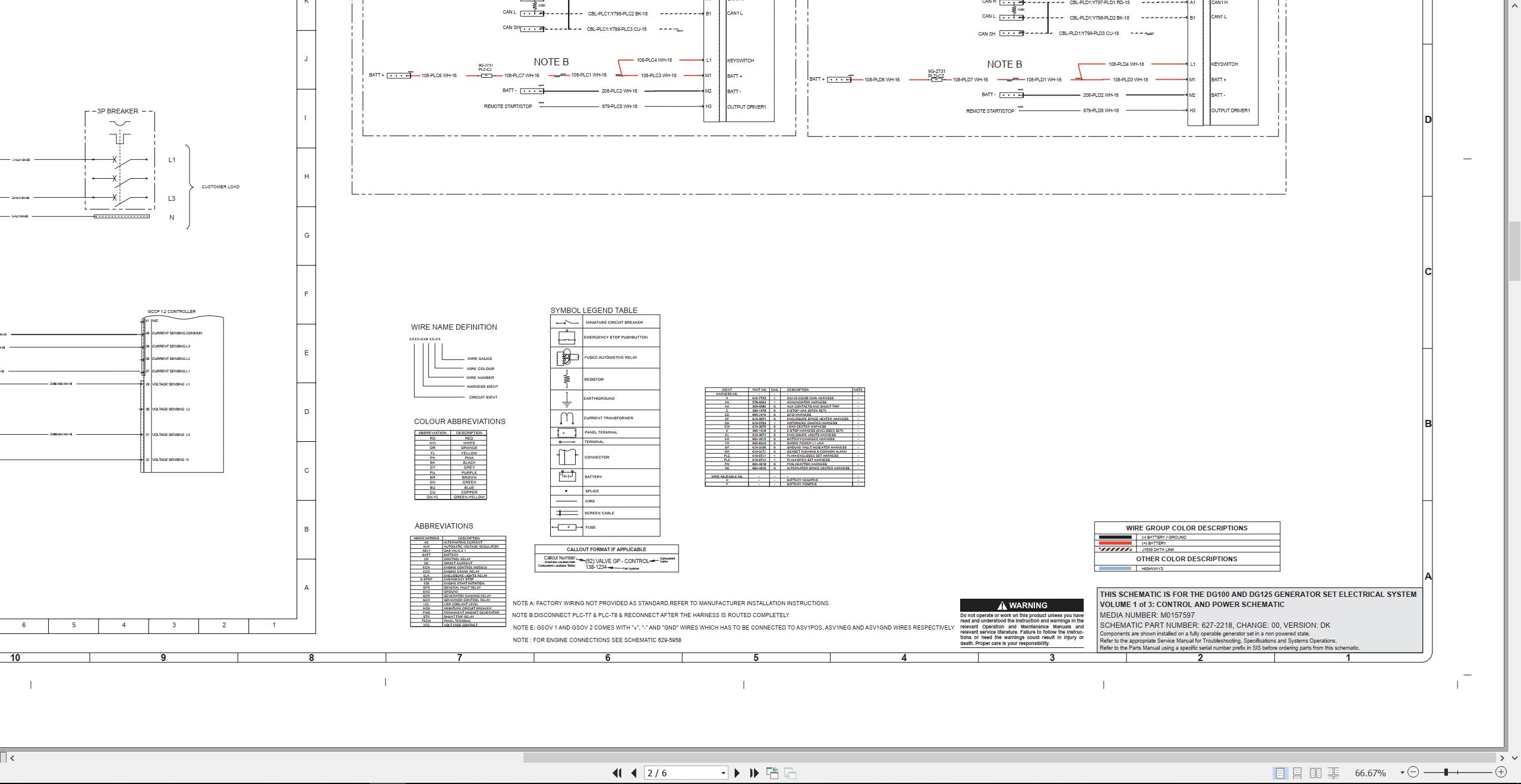 CAT Engine Generator Set DG100 Electrical Schematic (2)