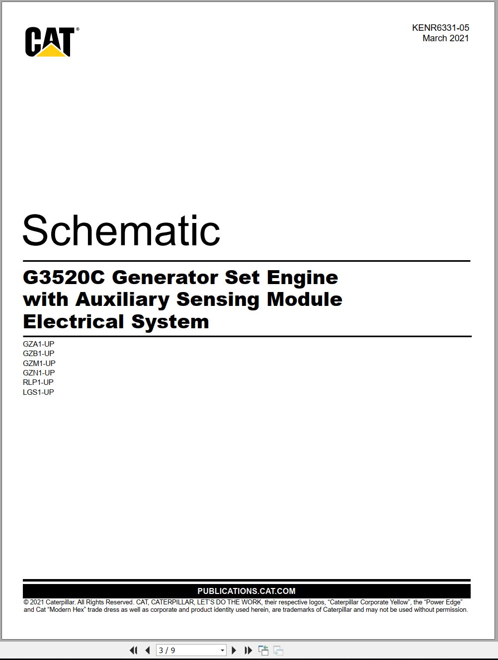 CAT Engine Generator Set G3520C Electrical Schematic (1)