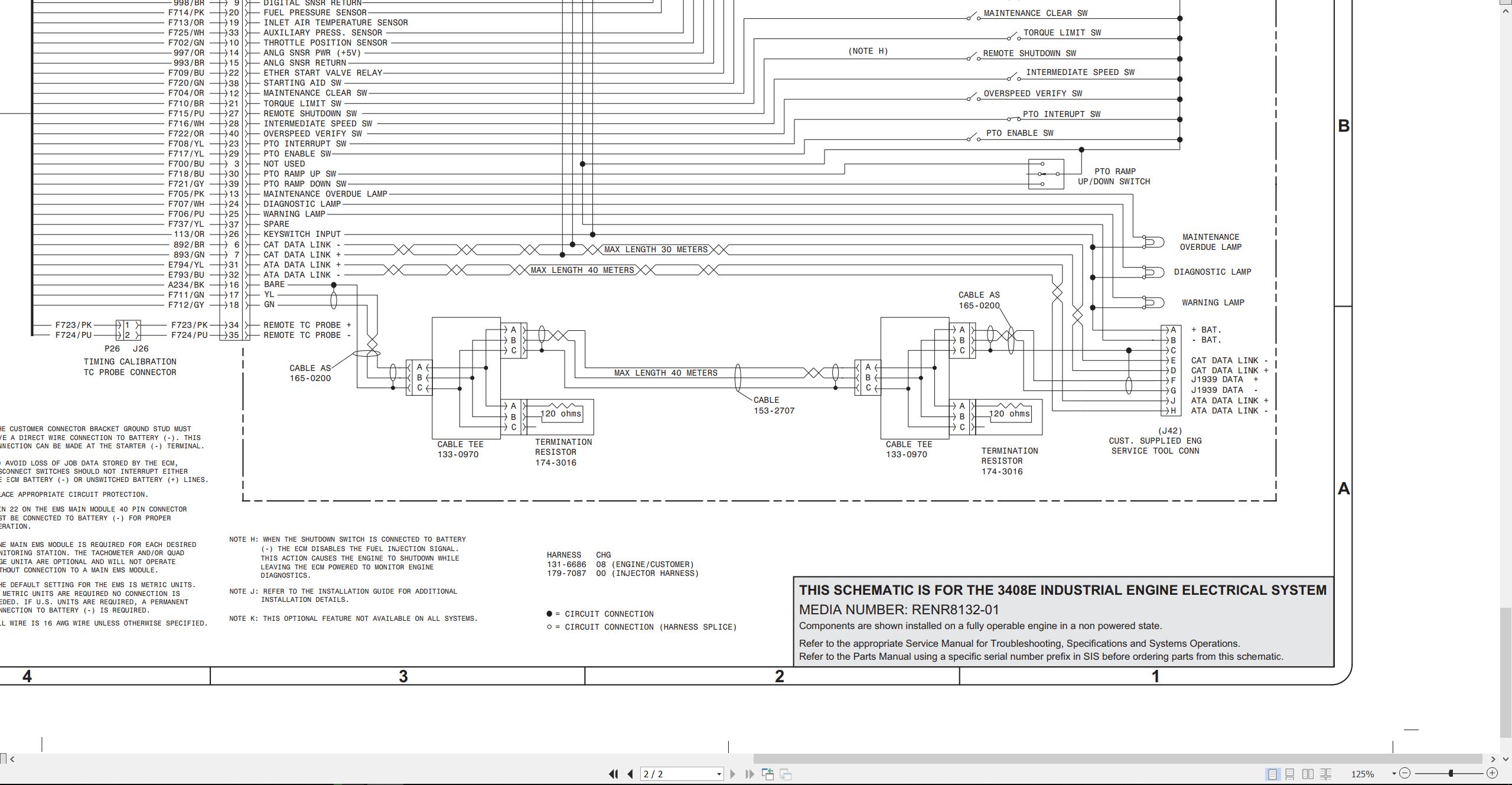 CAT Engine Industrial 3408E Electrical Schematic (2)