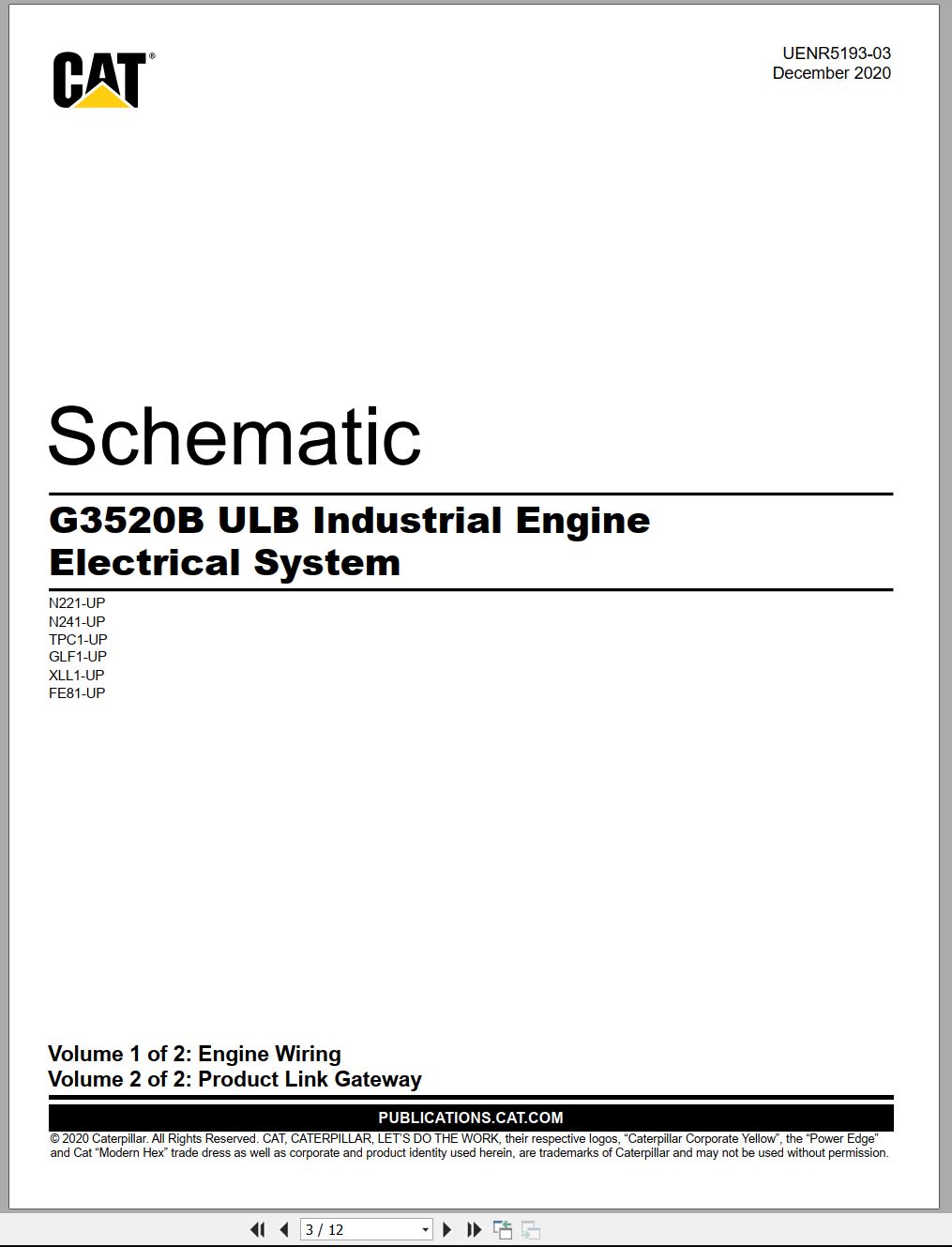 CAT Engine Industrial G3520B ULB Electrical Schematic (1)