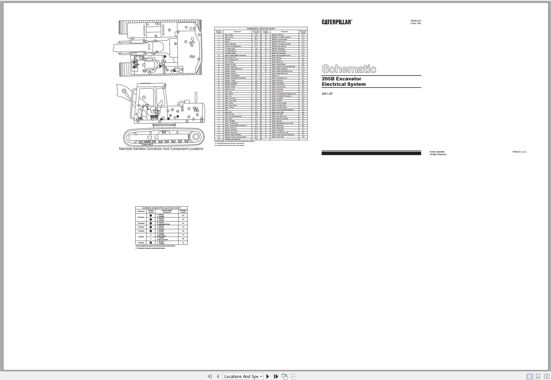 CAT Excavator 205B Electrical Schematic SENR4320 00 1992 (1)