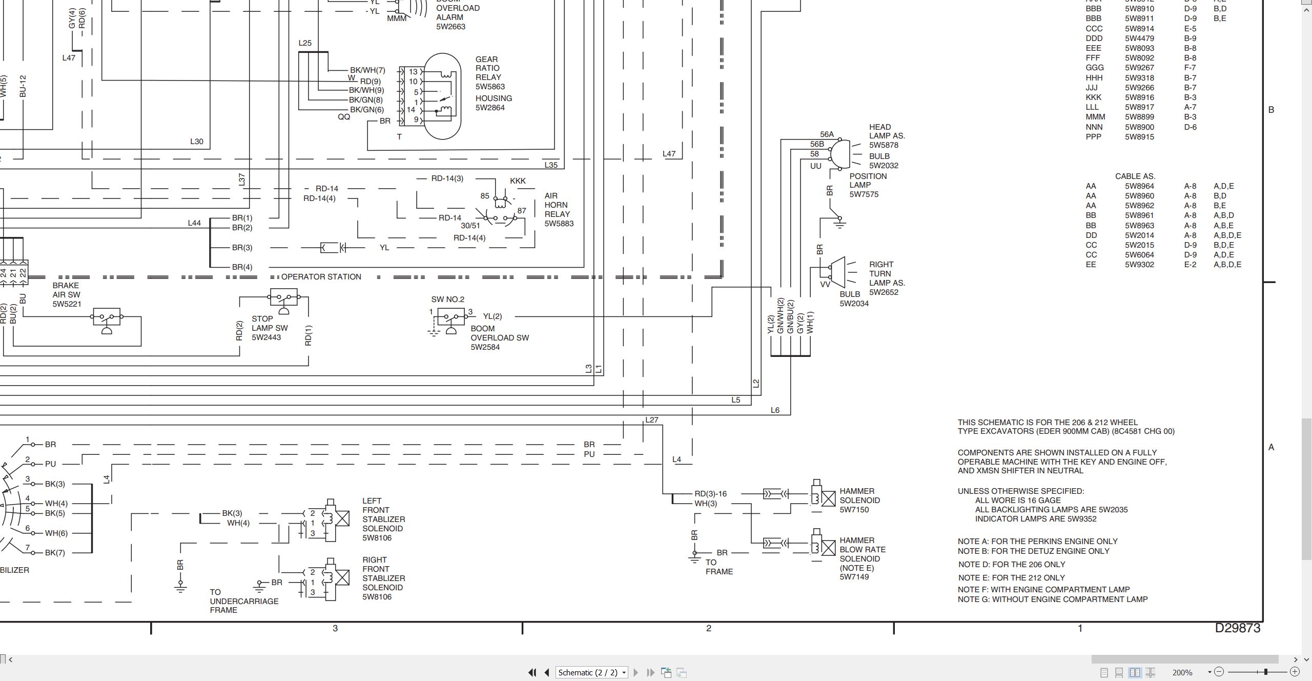 CAT Excavator 206 Electrical Schematic (2)