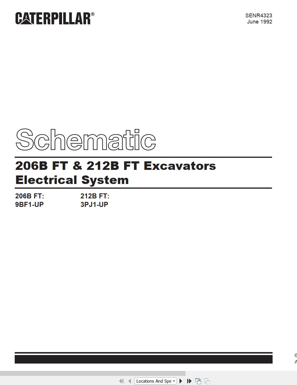 CAT Excavator 206B FT 212B FT Electrical Schematic SENR4323 00 1992 (1)