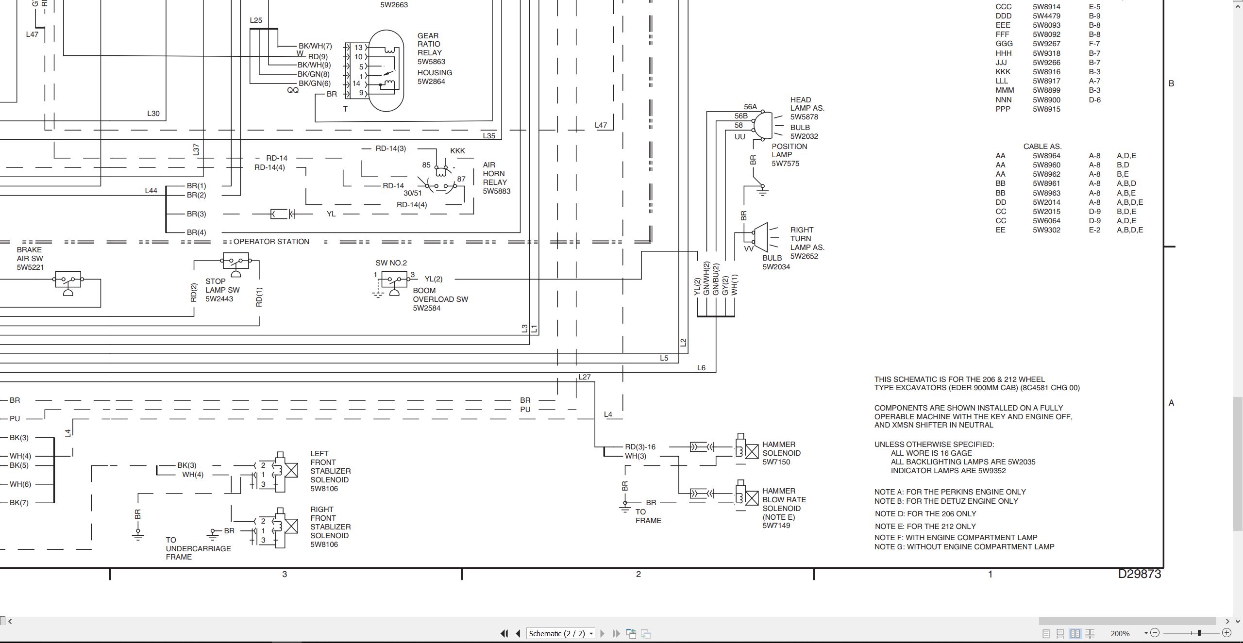 CAT Excavator 212 Electrical Schematic (2)
