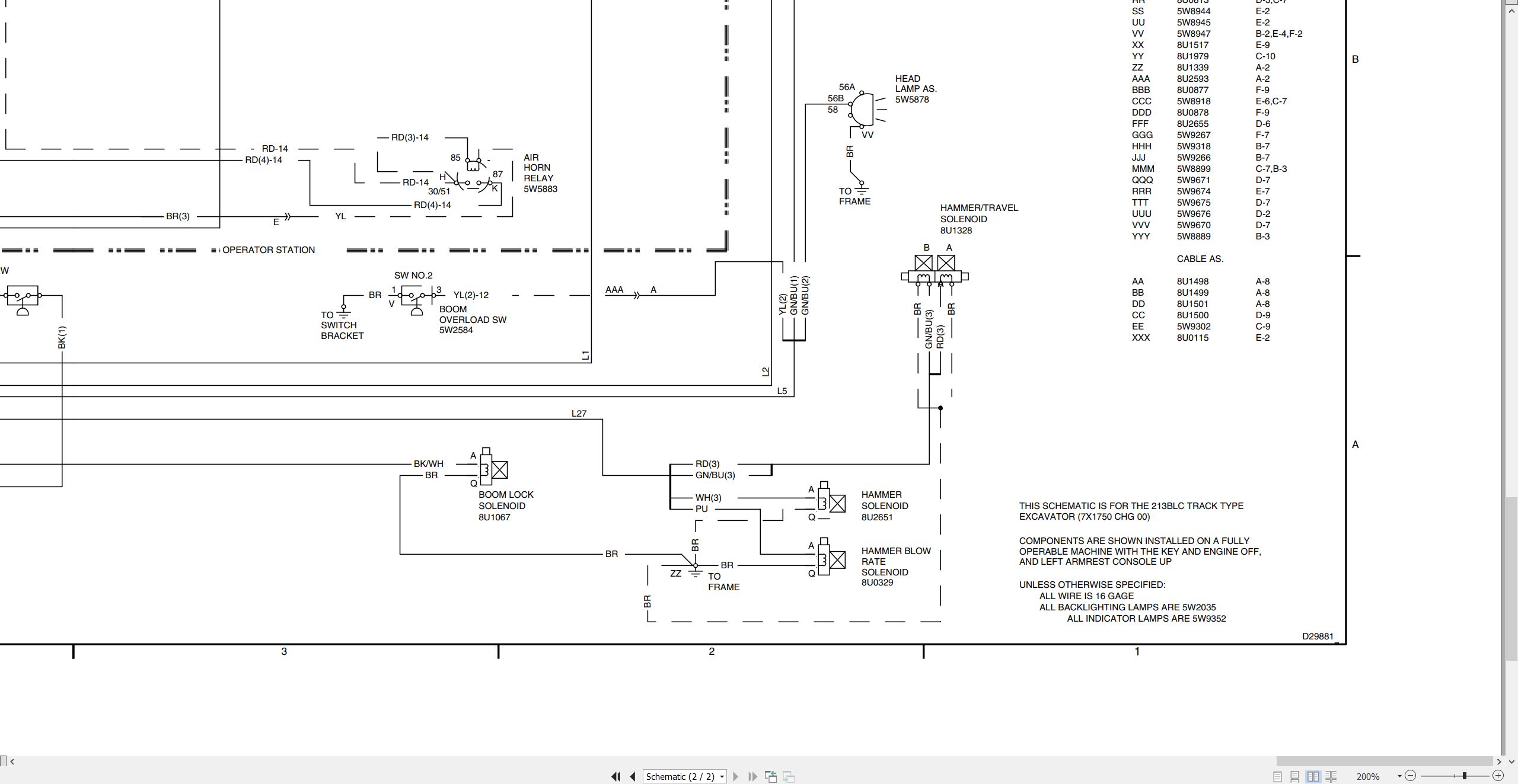 CAT Excavator 213B Electrical Schematic SENR3791 00 1998 (2)