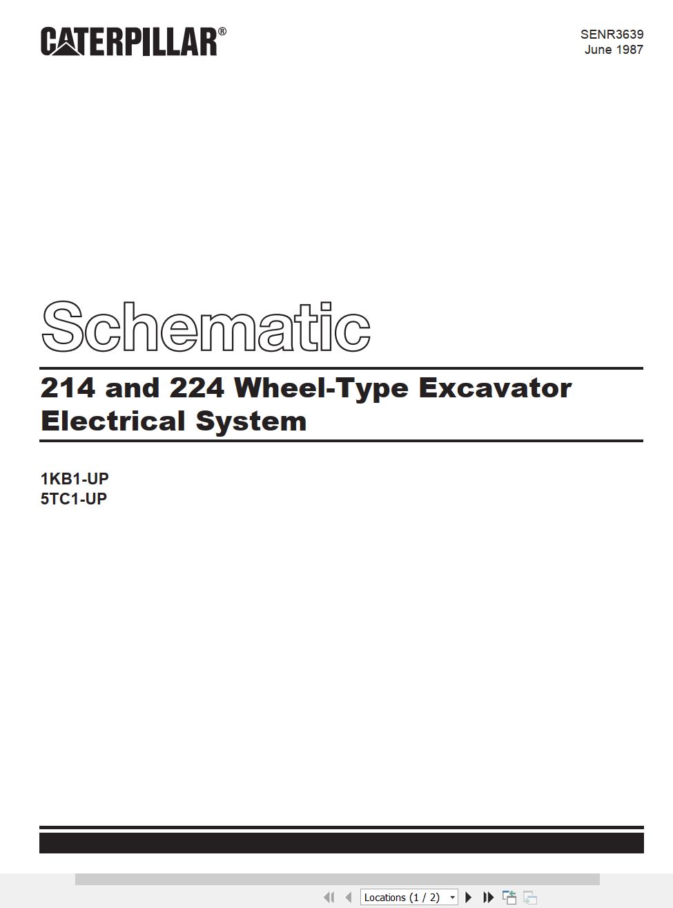 CAT Excavator 214 224 Electrical Schematic SENR3639 00 1987 (1)