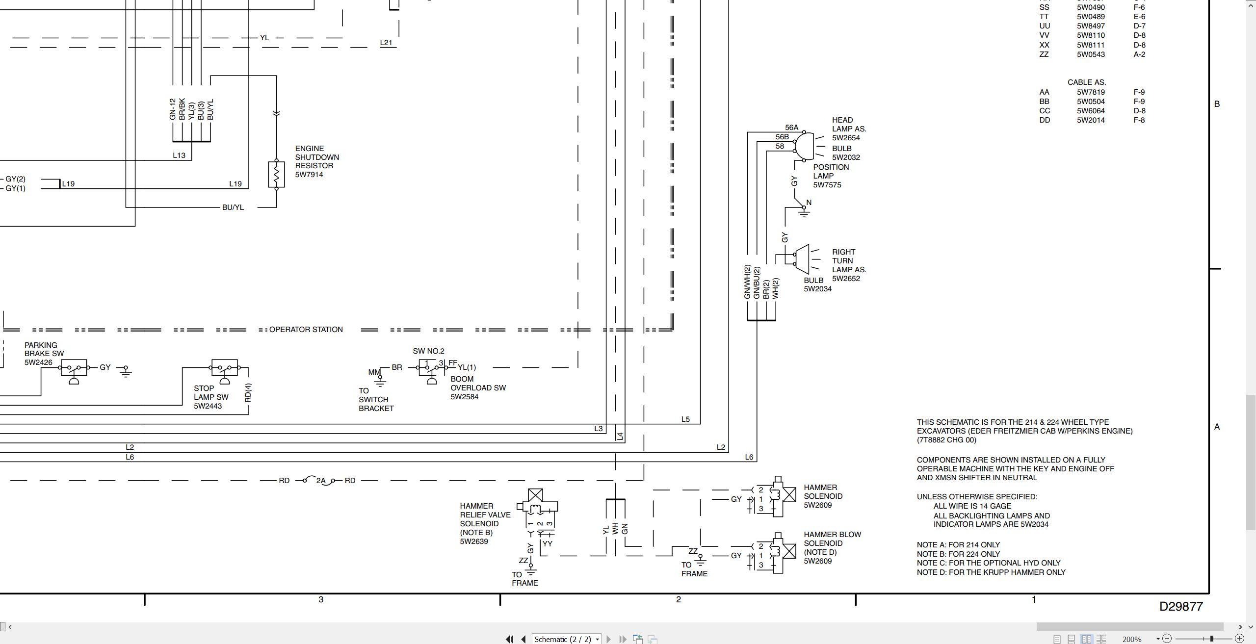 CAT Excavator 214 224 Electrical Schematic SENR3639 00 1987 (2)