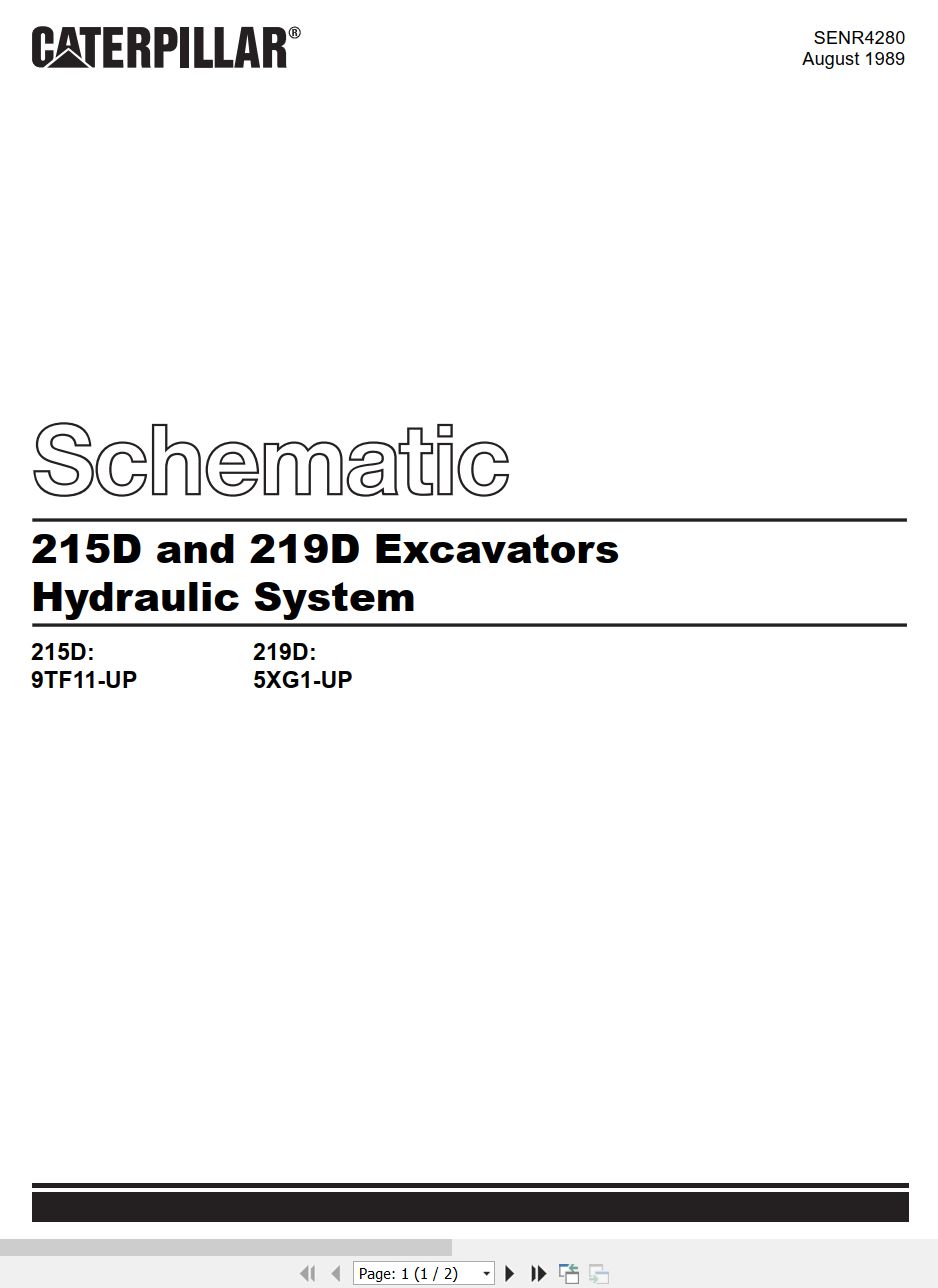 CAT Excavator 215D 219D Hydraulic Schematic SENR4280 00 1980 (1)