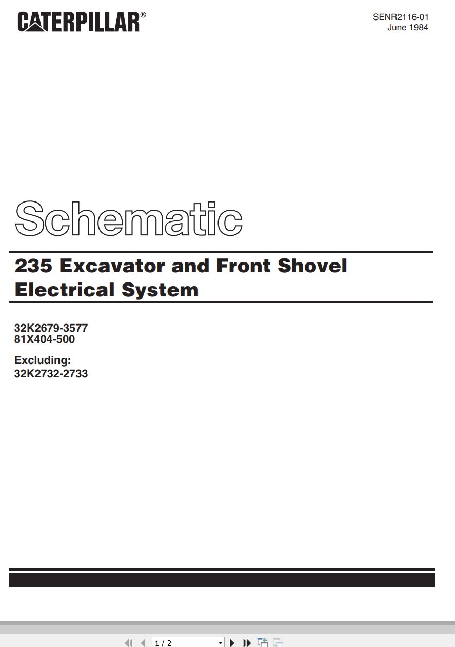 CAT Excavator 235 Electrical Schematic SENR2116 01 1984 (1)