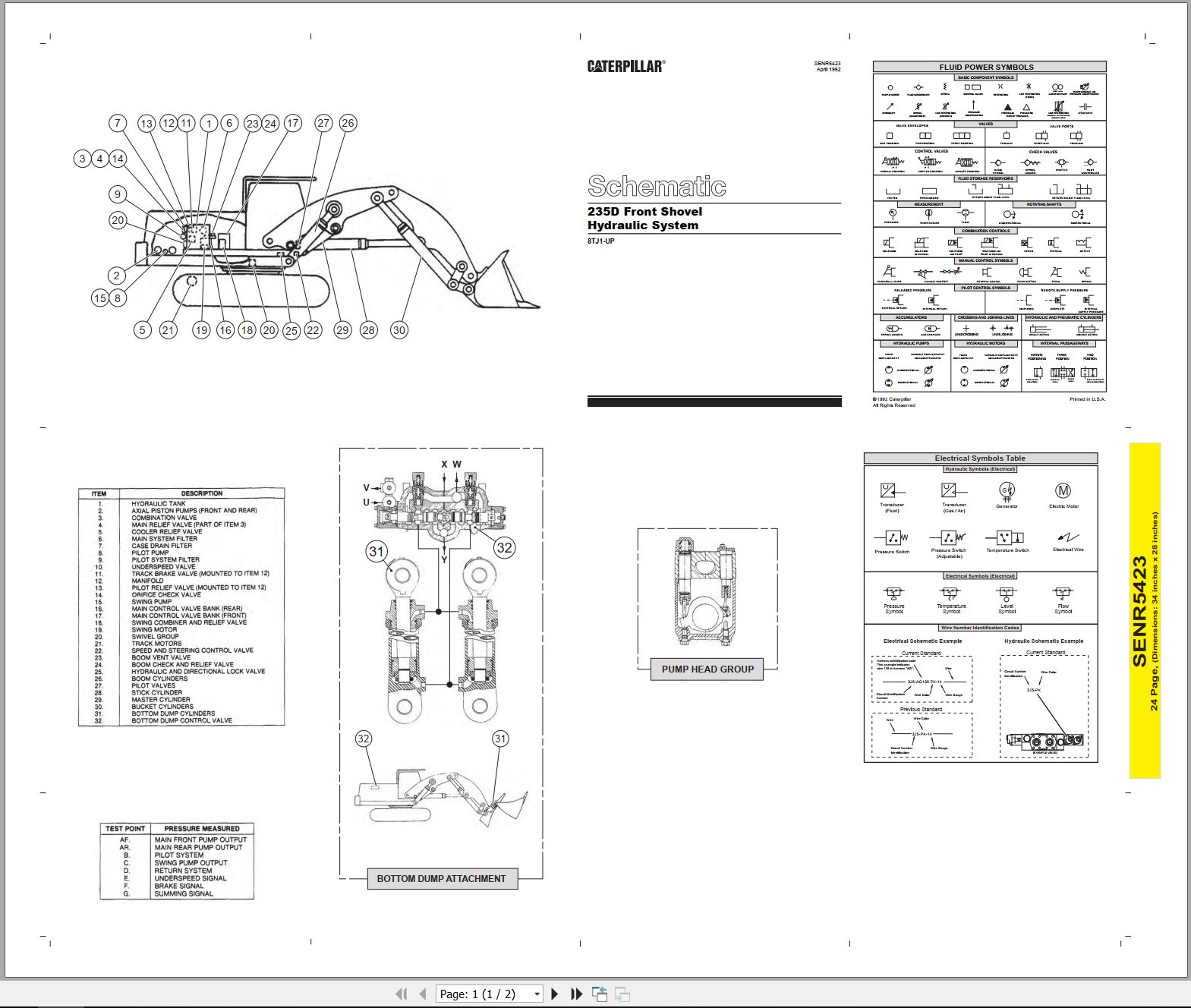 CAT Excavator 235D Electrical Hydraulic Schematic (1)