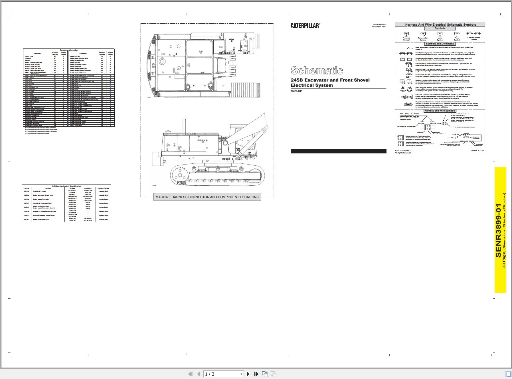 CAT Excavator 245B Electrical Hydraulic Schematic (1)