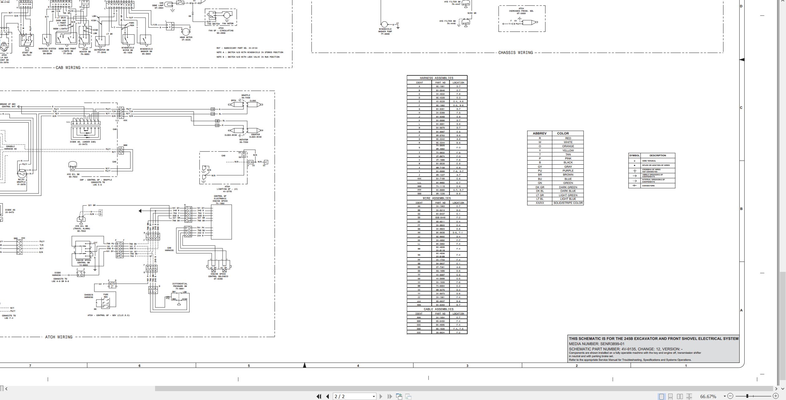 CAT Excavator 245B Electrical Hydraulic Schematic (2)