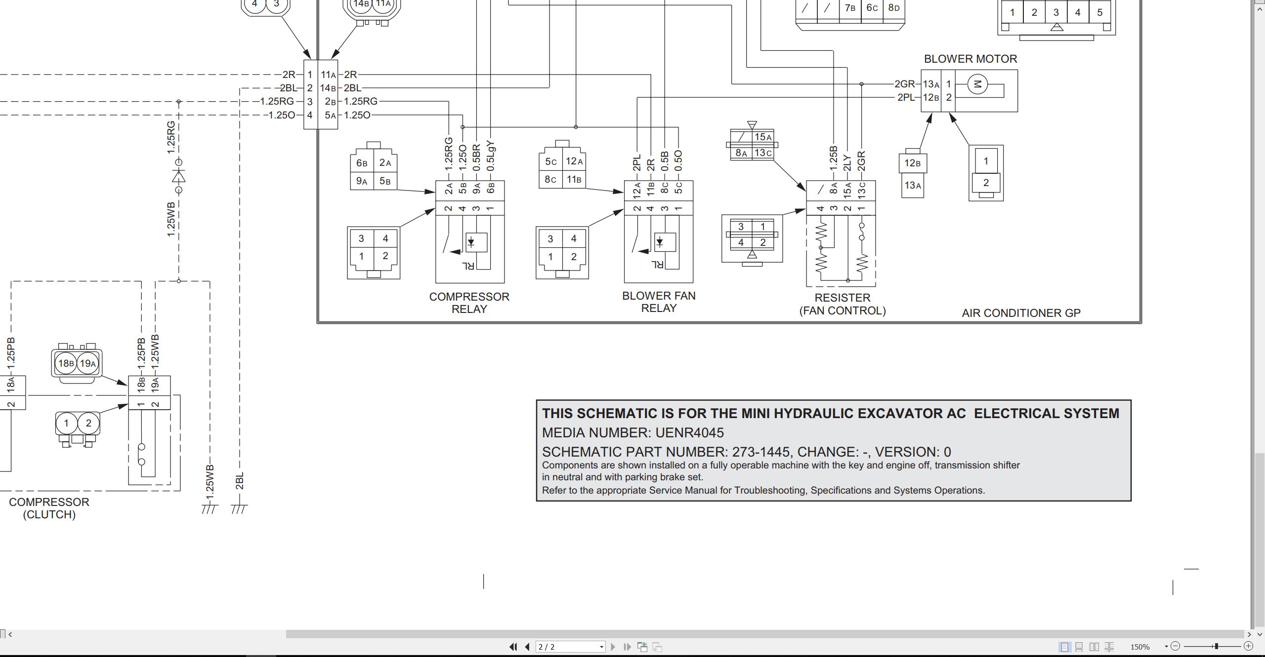 CAT Excavator 303C to 305D Air Conditioning System Schematic UENR4045 00 2012 (2)