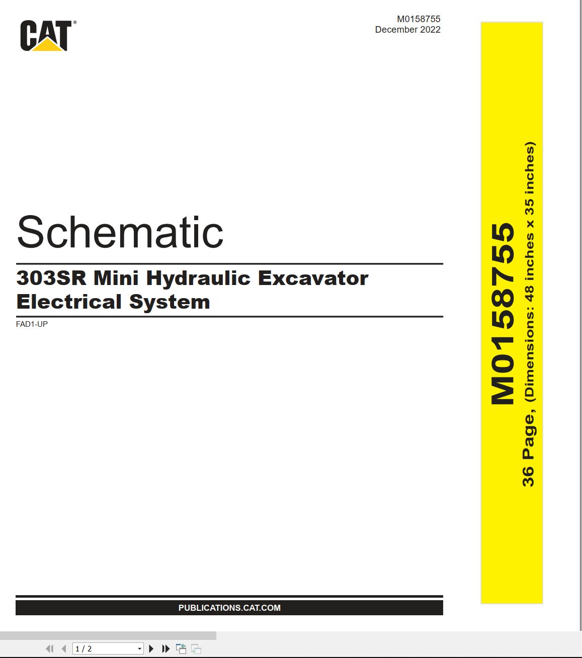 CAT Excavator 303SR Electrical Schematic M0158755 00 2022 (1)