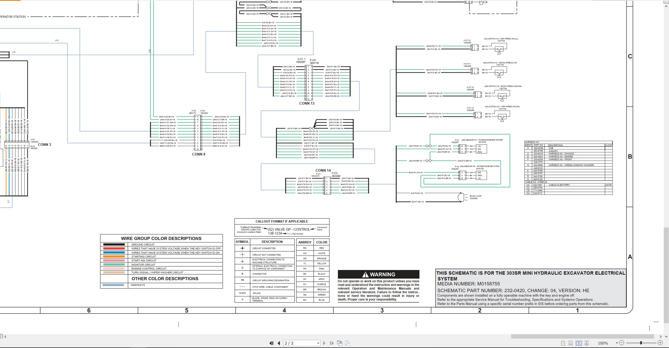 CAT Excavator 303SR Electrical Schematic M0158755 00 2022 (2)