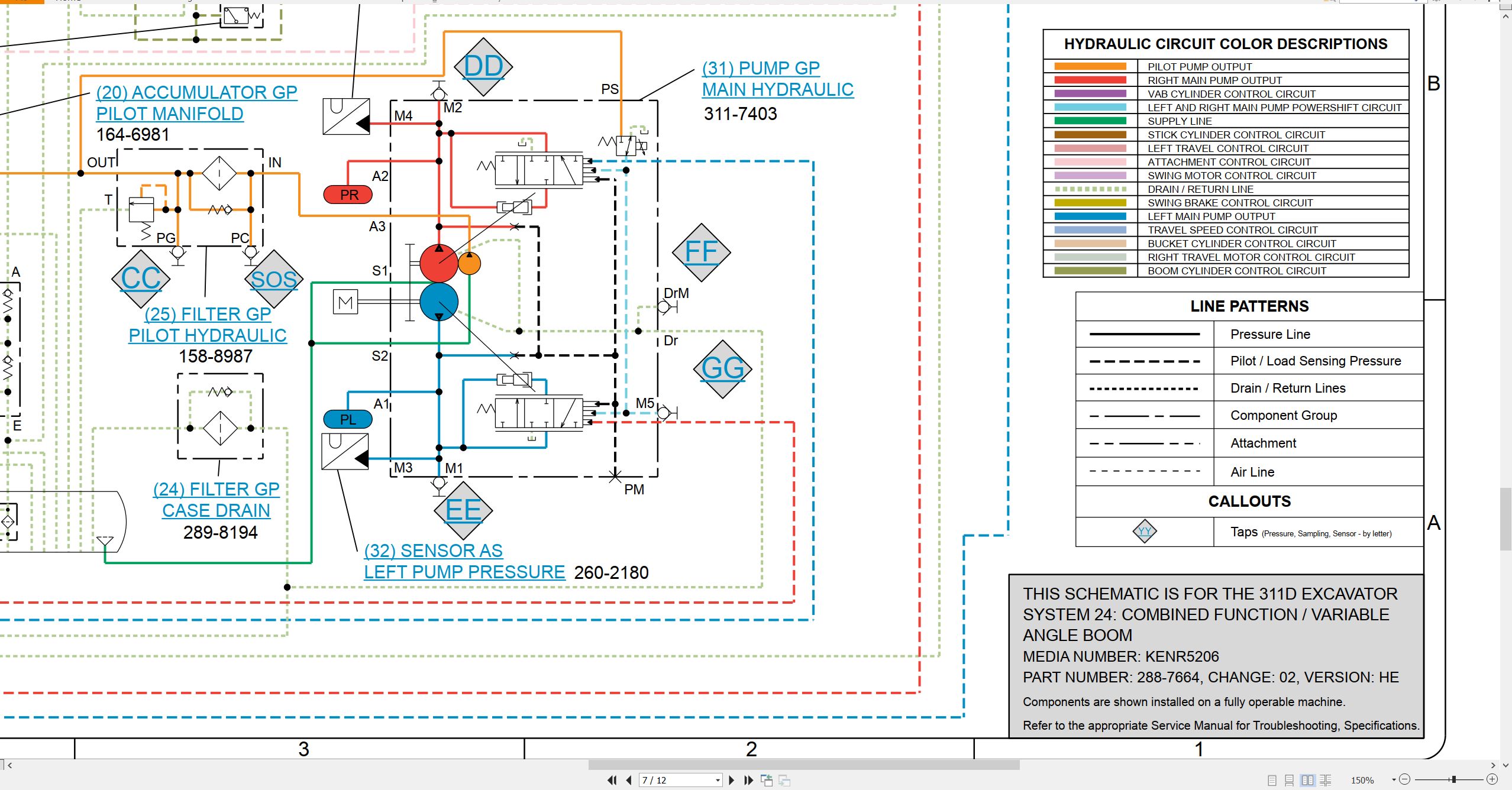 CAT Excavator 311D Electrical Hydraulic Schematic (3)