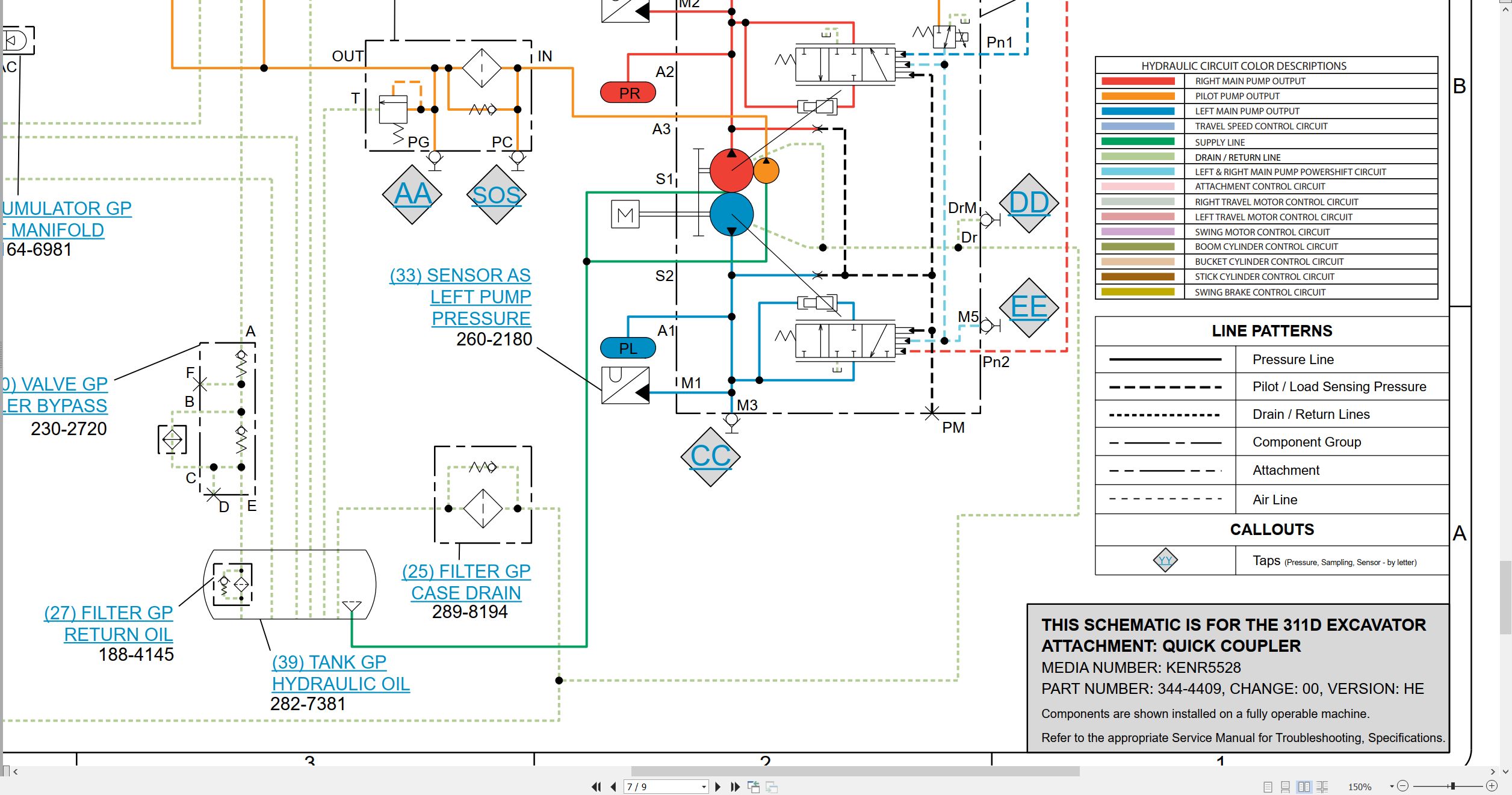 CAT Excavator 311D LRR Electrical Hydraulic Schematic (3)