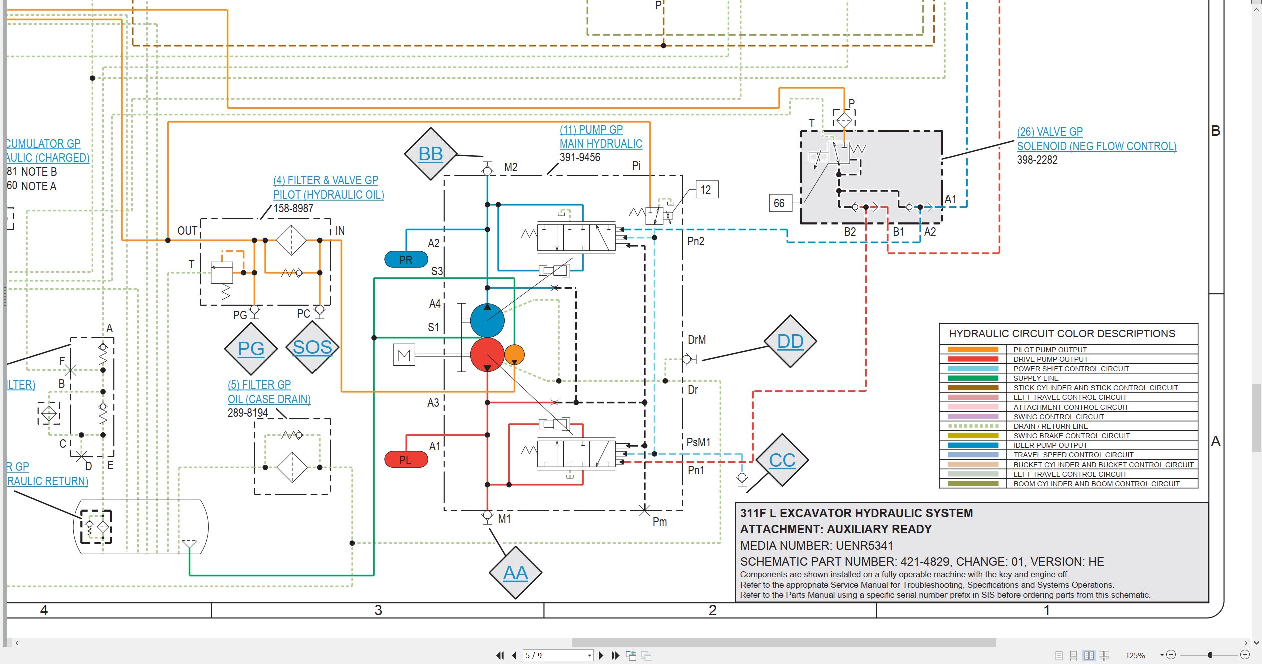CAT Excavator 311F L Hydraulic Schematic UENR5341 00 2014 (2)