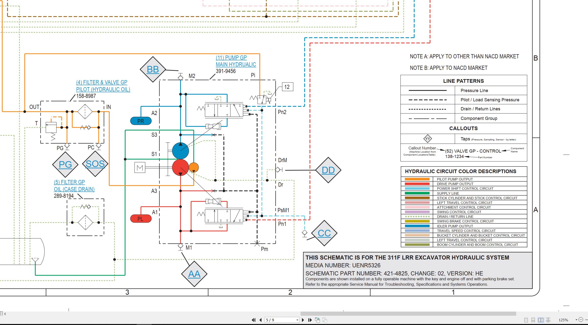 CAT Excavator 311F LRR Electrical Hydraulic Schematic (4)