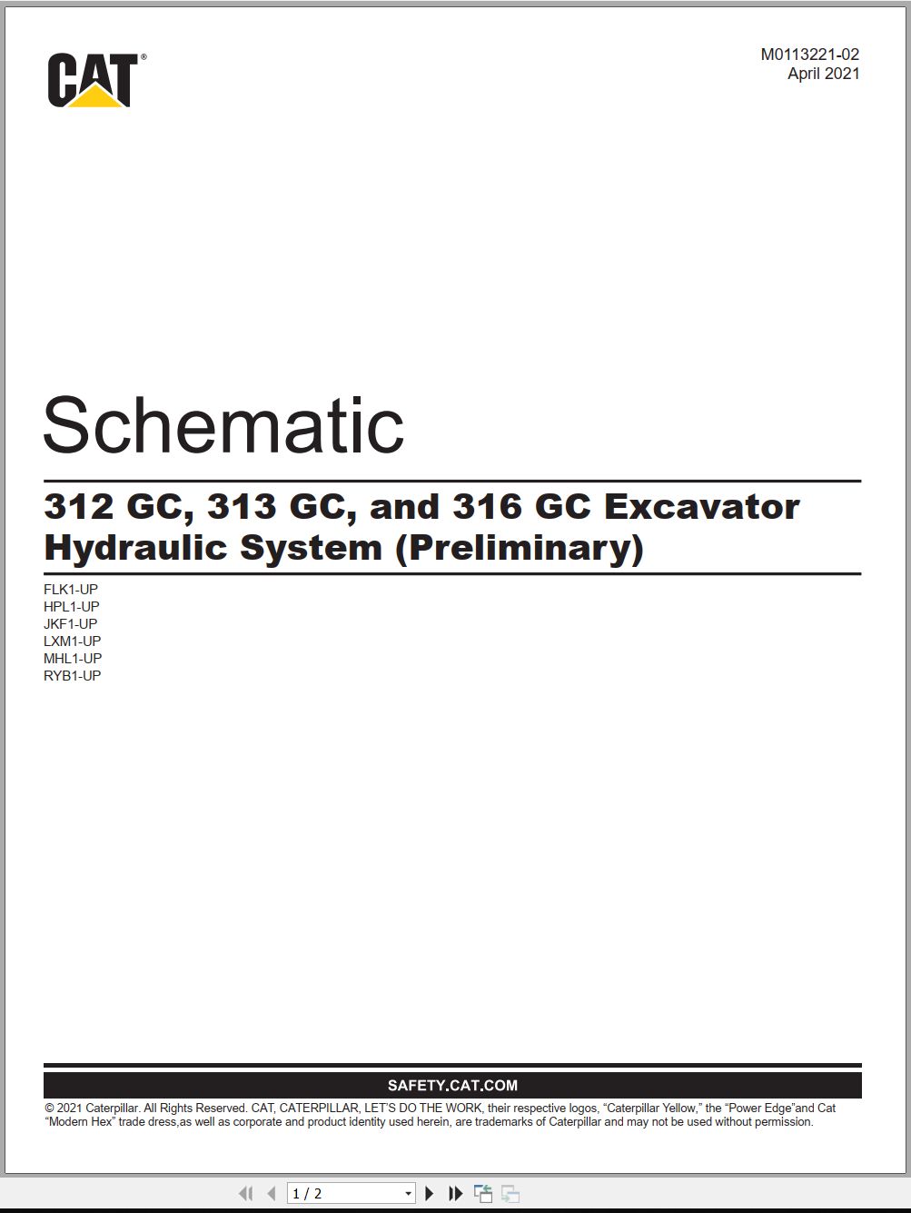 CAT Excavator 312 GC Electrical Hydraulic Schematic (3)
